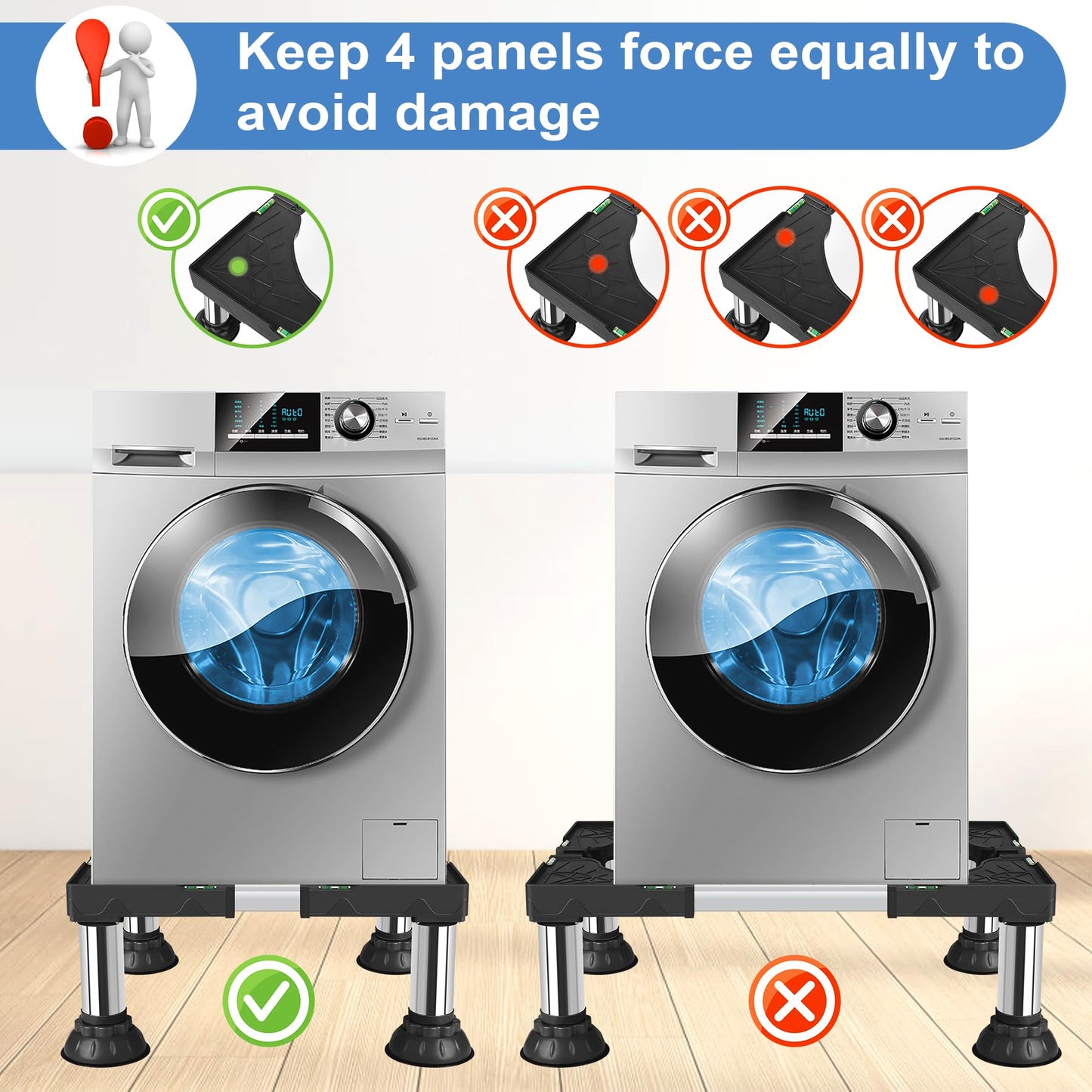 ToLanbbt Mini Fridge Stand Adjustable Height 12.2"-13.4" Washer and Dryer Stand Base with 4 Strong Feet Washing Machine Universal Stand Base for 16"-24" Furniture Portable Appliance Pedestal Black