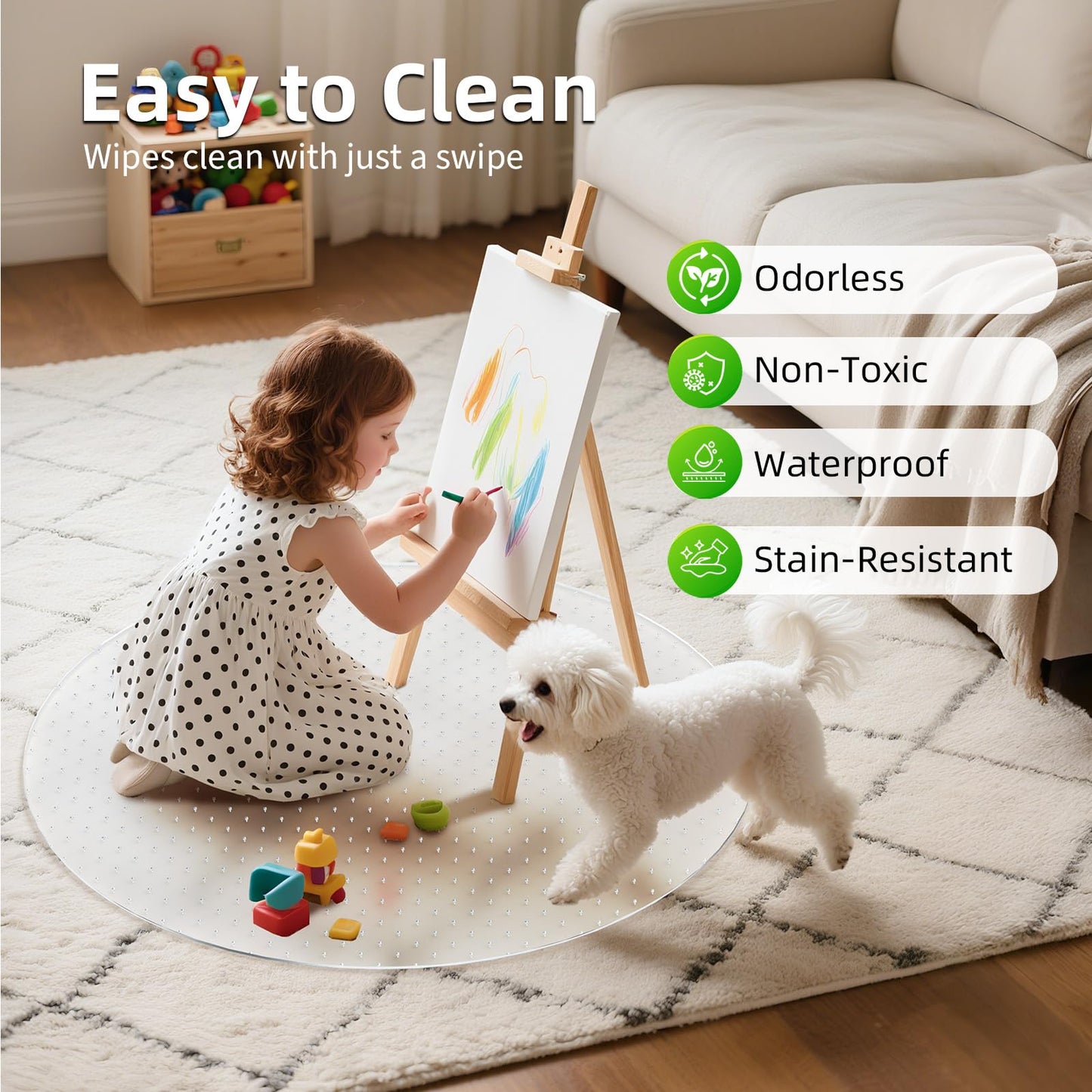 PVC Chair Mat for Carpet, Computer Desk Floor Protector, Rolling Chair Pad, 36 x 36 Inch, 2 Pack