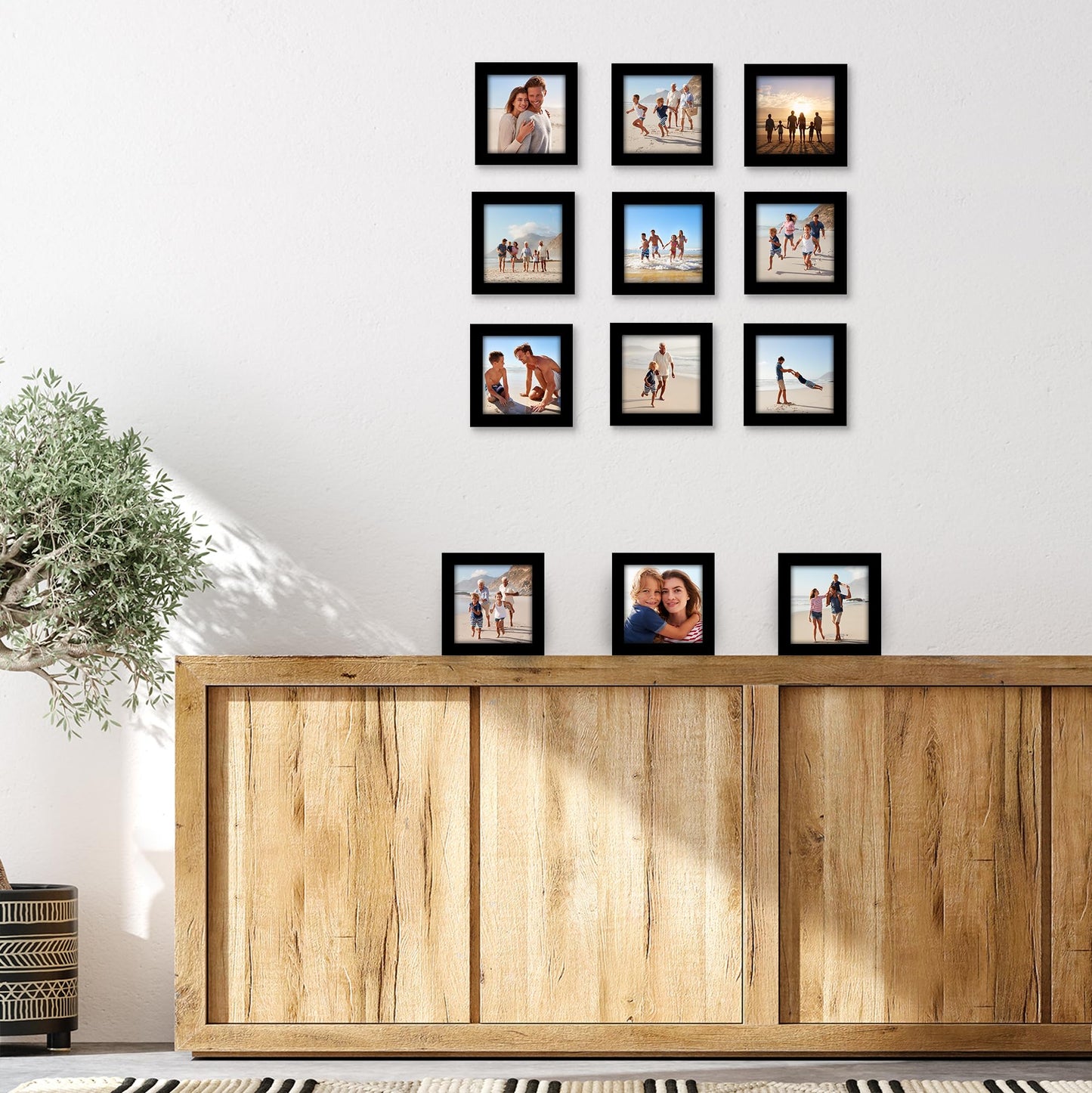 Americanflat 5x5 Picture Frame with Polished Plexiglass - Set of 12 - Signature Collection - Picture Frames with Engineered Wood - Square Frame for Tabletop and Wall Display - Black