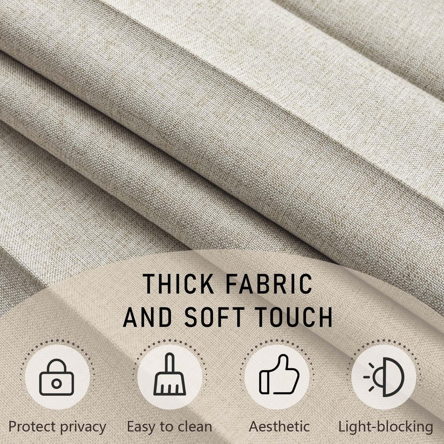 Jilron 100% Blackout Curtains Patio Door Curtain Accordion Door Sliding Door Curtains Extra Wide Blackout Curtains Used for Room Divider(Off-White 98" W x 84" L)