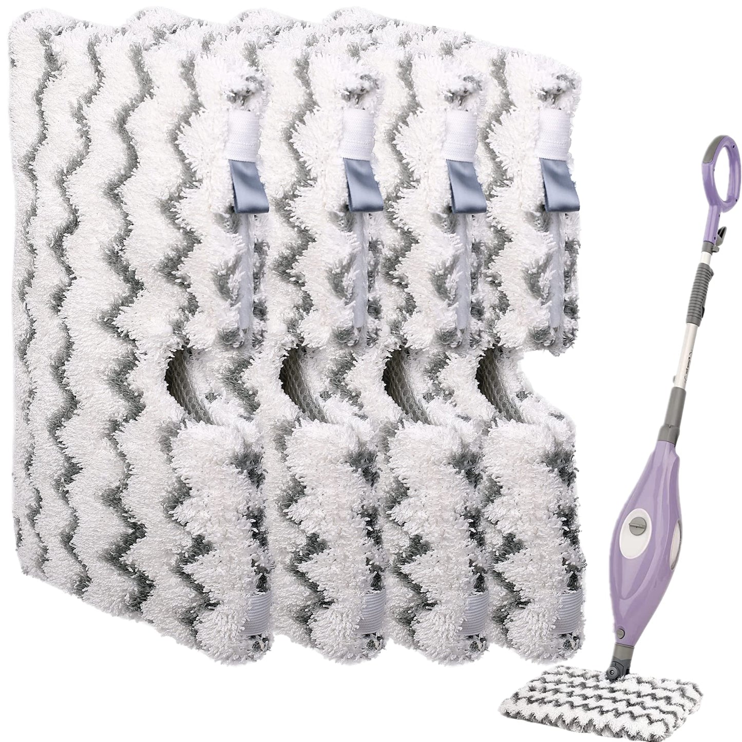 F Flammi 4-Pack Replacement Pads Compatible with Shark Steam Pocket Mop S3501 S3601 S3901 S3550 S3801 SE450, Double-Sided Microfiber Refills for Hardwood Tile Floor, Professional Scrubbing Strips