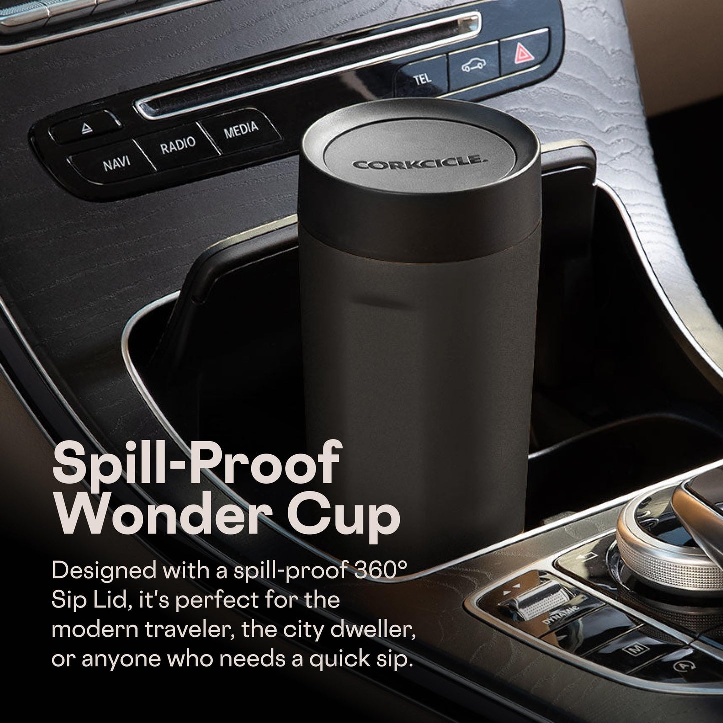 Corkcicle Commuter Cup Travel Mug - Insulated Coffee Mug with Lid - Keeps Drinks Cold 18 Hours - 360° Spill-Proof Sip Lid - Holiday Gift - Great for Gifting Warmth - 17 oz - Champagne Dreams