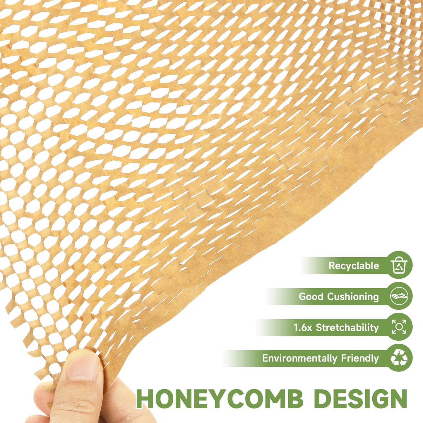 NAPALOOK Honeycomb Packing Paper Wrap 15''x600', Substitute Alternative for Bubble Cushioning Wrap for Moving Shipping Packaging, Recyclable Moving Supplies with 48 Fragile Sticker Labels