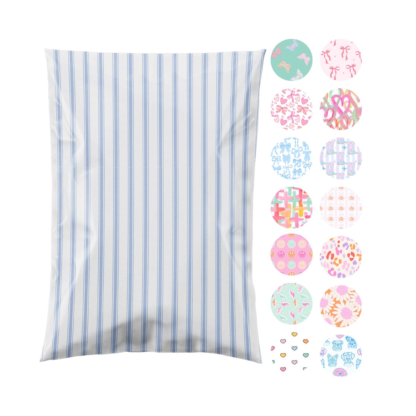 Pretty Package Store 14.5x19 Designer Poly Mailer 100 Pack Heavy Duty Waterproof Self Seal Shipping Bags for Small Business Large Mailing Envelopes Bulk Tear Resistant Packaging Blue Stripe