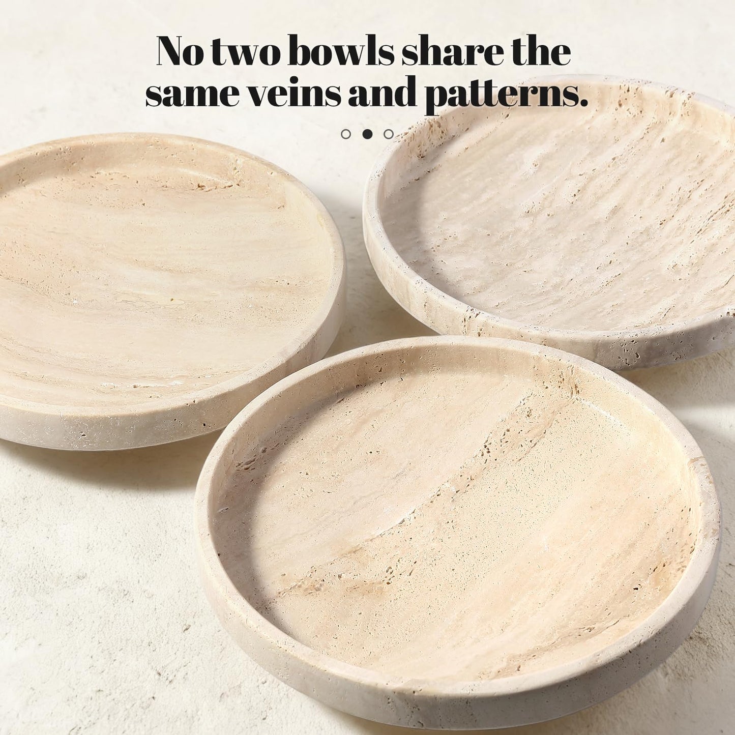 Koville Natural Travertine Fruit Bowl for Kitchen Counter – Decorative Stone Serving Decorative Bowl for Vegetables, Foods and Home Decor Centerpiece