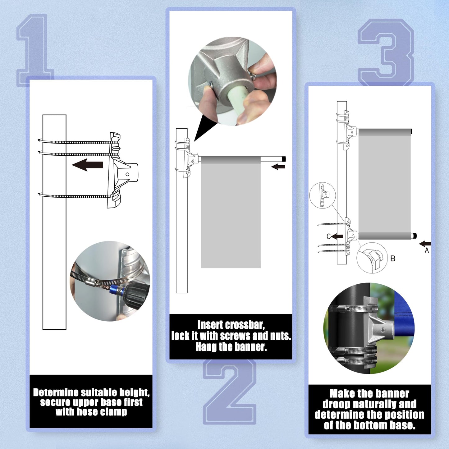 Anley Street Light Pole Banner Mounting Bracket Kit for 30" Wide Banners - Outdoor Weather Proof Support - Quick Installation Perfect for Promoting Events, Business, Advertisement