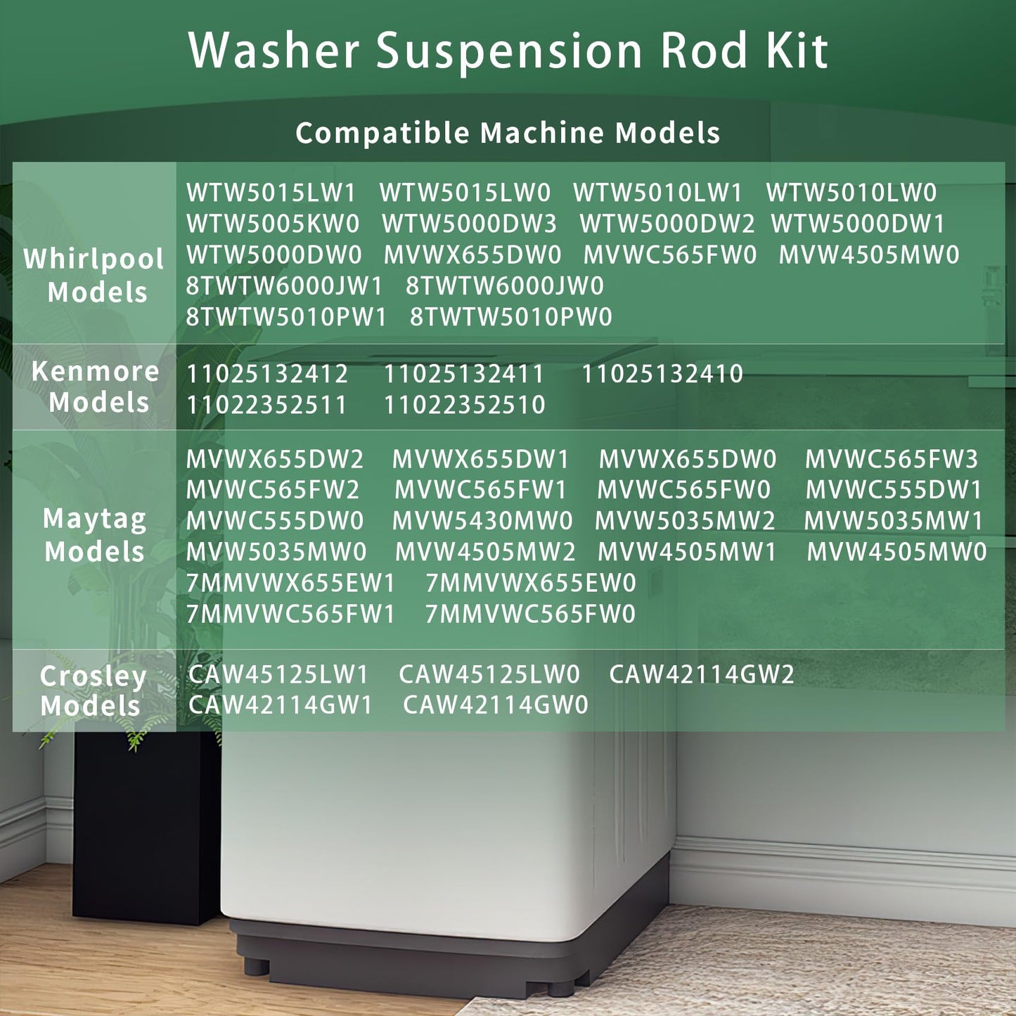 Upgraded MVWX655DW2 MVWC565FW2 WTW5005KW0 MVWX655DW0 Washer Suspension Rods, Fit for Kenmore Whirlpool Maytag Crosley Washer WTW5000DW3 WTW5000DW0 MVWX655DW0 MVWX655DW1 MVWC565FW3 MVWC565FW1