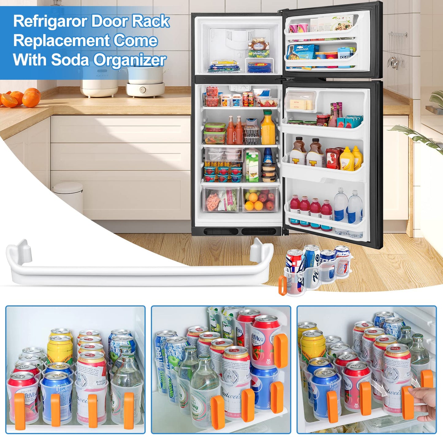 UPGRADED 240535101 Refrigerator Door Rack Replacement Retainer Bar Compatible with Frigidaire Kenmore Refrigerator Door Shelf Replacement Parts AP3214801, AH735091, FRT15HB3JW3, FFTR1513LW0 Door Rack