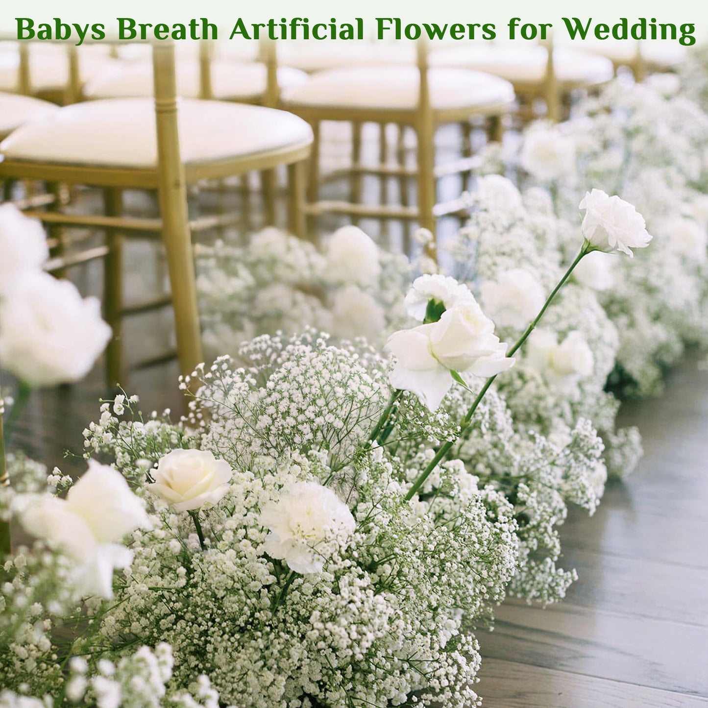 MARTINE MALL 36 Pcs Babys Breath Artificial Flowers, White Baby Breath Flowers Artificial Bulk Real Touch Fake Babys Breath Flowers Faux Gypsophila for Wedding Party Home Floral Arrangement Decor