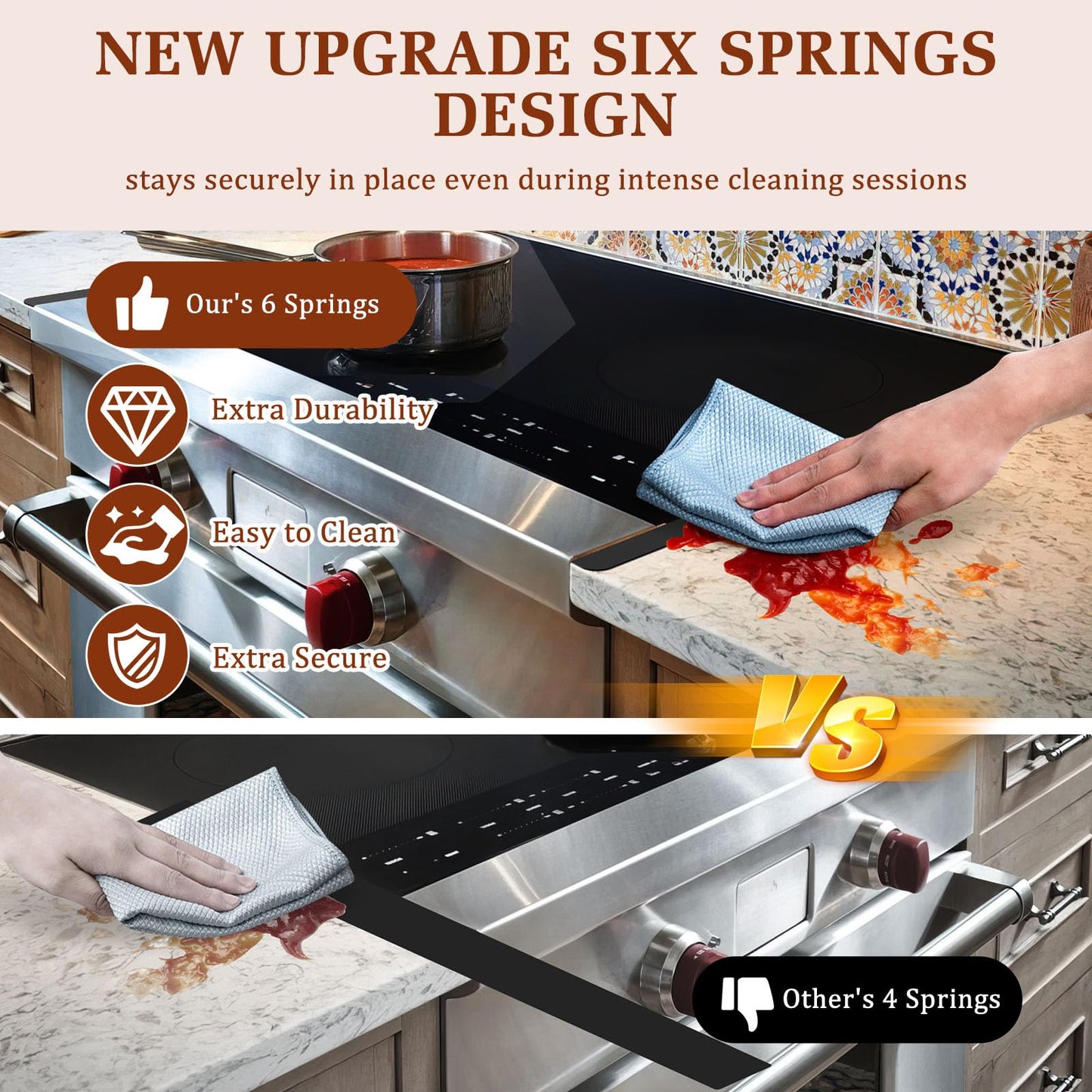 Stainless Steel Stove Gap Covers - Oven Gap Filler Kit 25.4" Between Stove & Counter Top - Heat Resistant Slide-in Range Trim Guard for Seamless Kitchen Accessories Easy Clean
