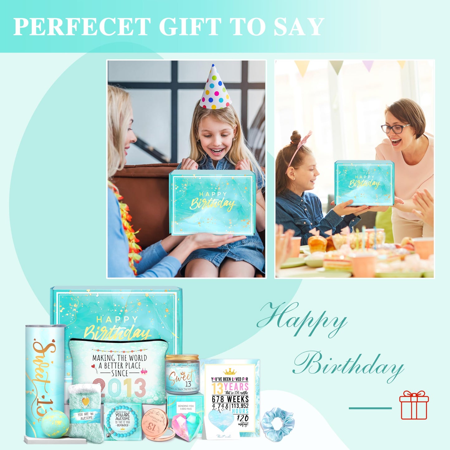 VOELVRAM 13th Birthday Gifts for Girls, 13 Year Old Girl Gifts Happy 13th Birthday Gift Ideas for Teen Girl, Daughter, Niece, Granddaughter, Official Teenager 13th Birthday Gifts for Her