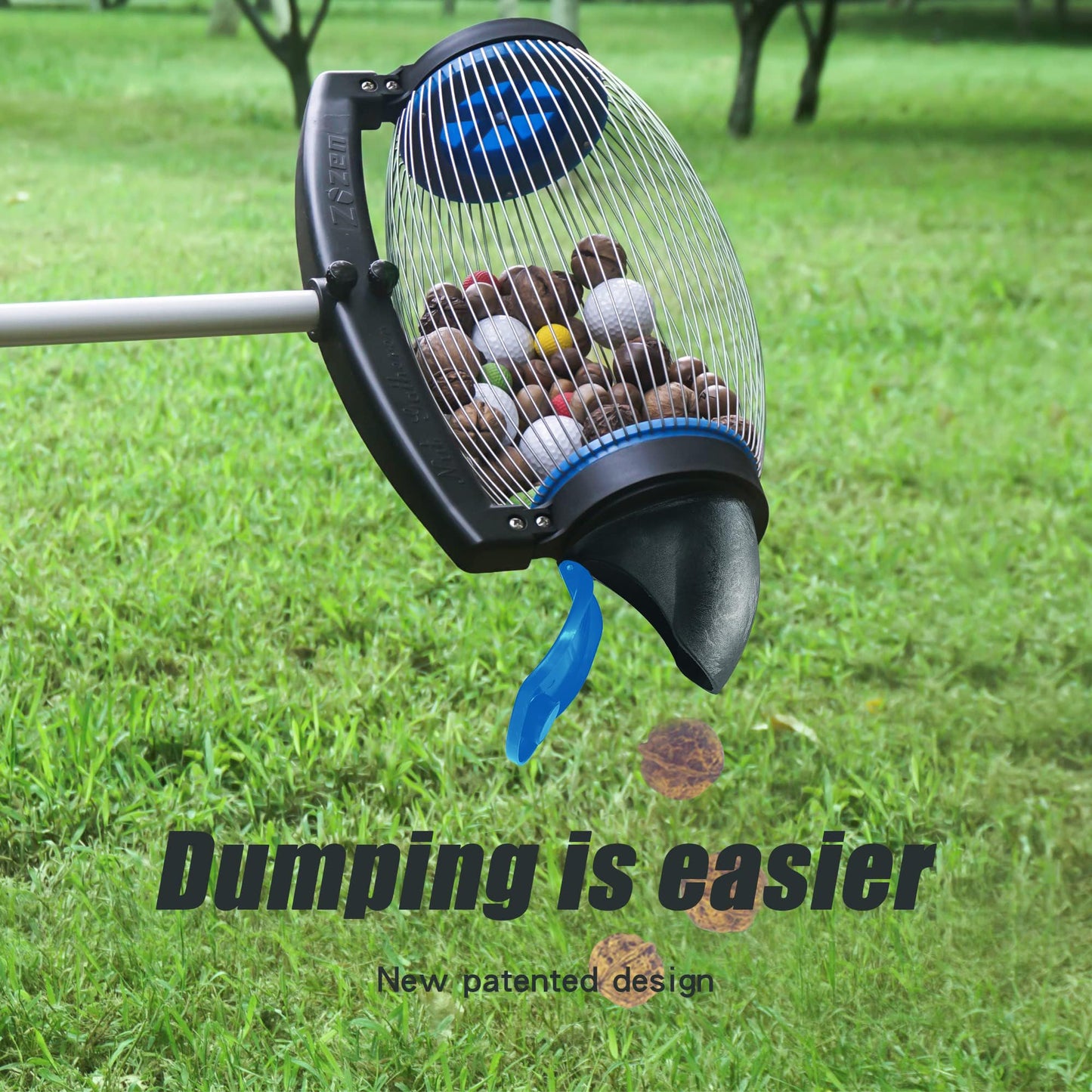Zozen Nut Gatherer, Pecan Picker Upper, Walnut Picker Upper Roller, Directly Dump Outlet/Also Apply to Hickory Nuts, Chestnuts, Buckeyes, Golf, Butternuts, Objects Size 3/4'' to 2''; 1.5 Gallon
