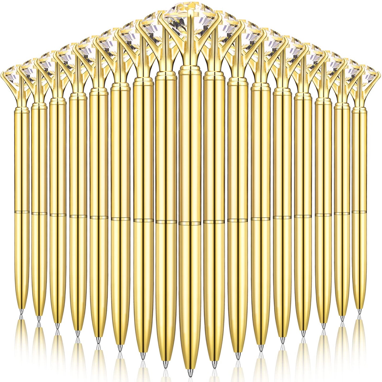 Leinuosen 50 Pcs Bulk Diamond Pens with Crystal Bridal Shower Gifts Metal Bling Ballpoint Pens with Black Ink for Bridal Shower Wedding Party Office School (Gold)