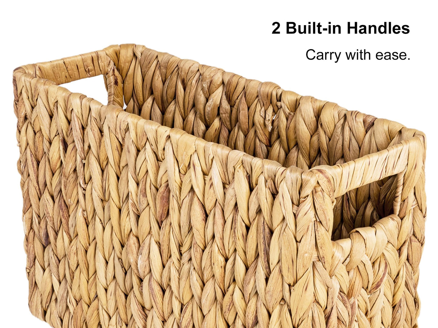 StorageWorks Hand-Woven Magazine Holder, Magazine Wicker Basket for Bathroom, Office, Rattan Magazine Holder, Natural Water Hyacinth, 1 Pack