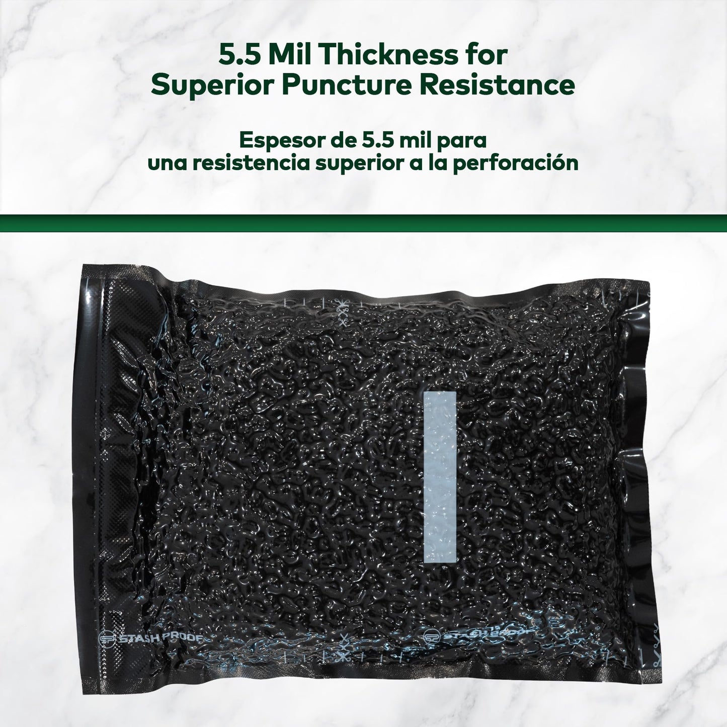 Stash Proof Vacuum Seal Rolls 11" x 25' 2 Pack (50 Feet Total) (Black and Black) 5.5 Mil - BPA Free Commerical Grade Food Saver for Storage, Sous Vide, and Meal Prep Sealer Bag