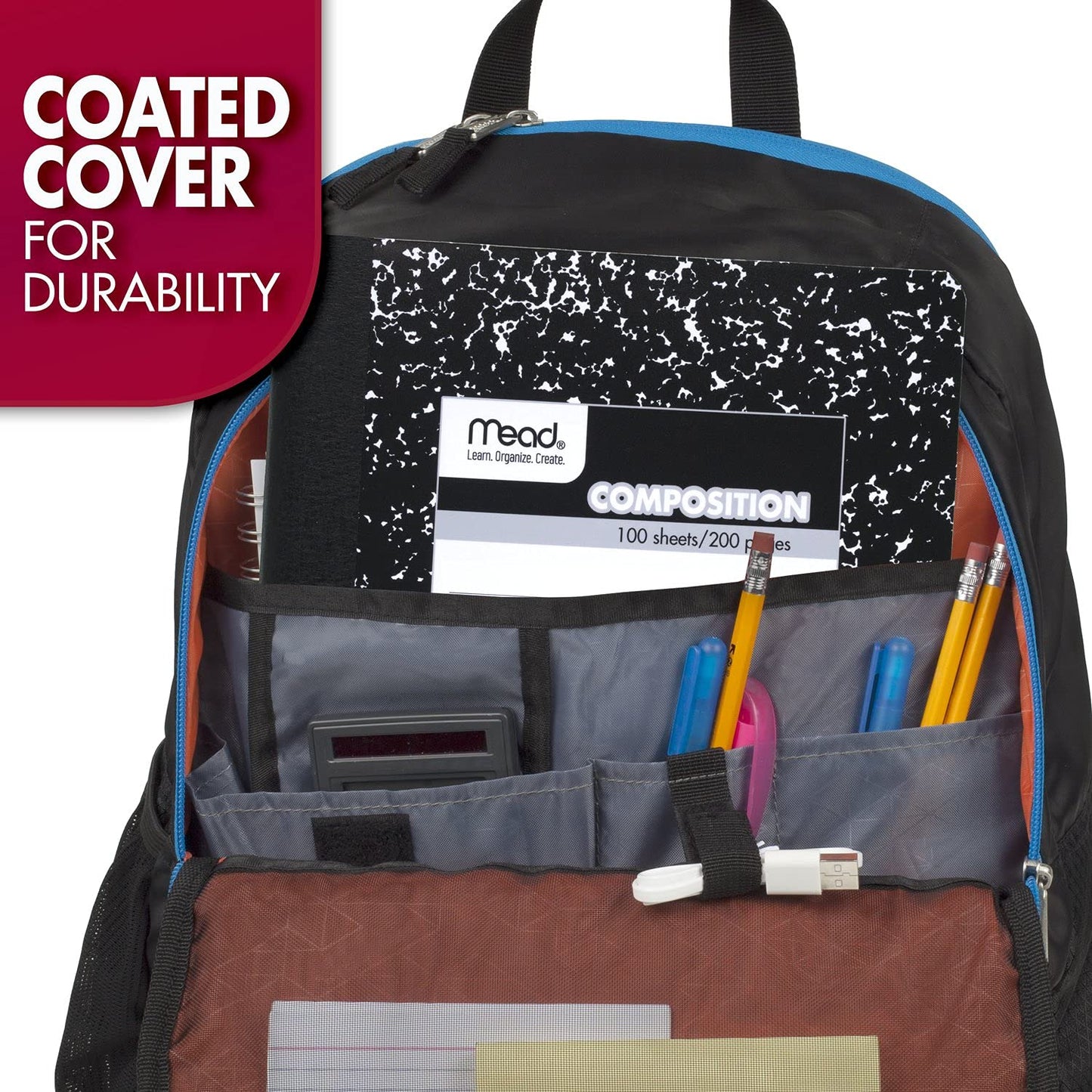 Mead Composition Notebook, Wide Ruled Paper, 7.5" x 9.75", 100 Sheets, Black Marble, 12 Pack (72936)