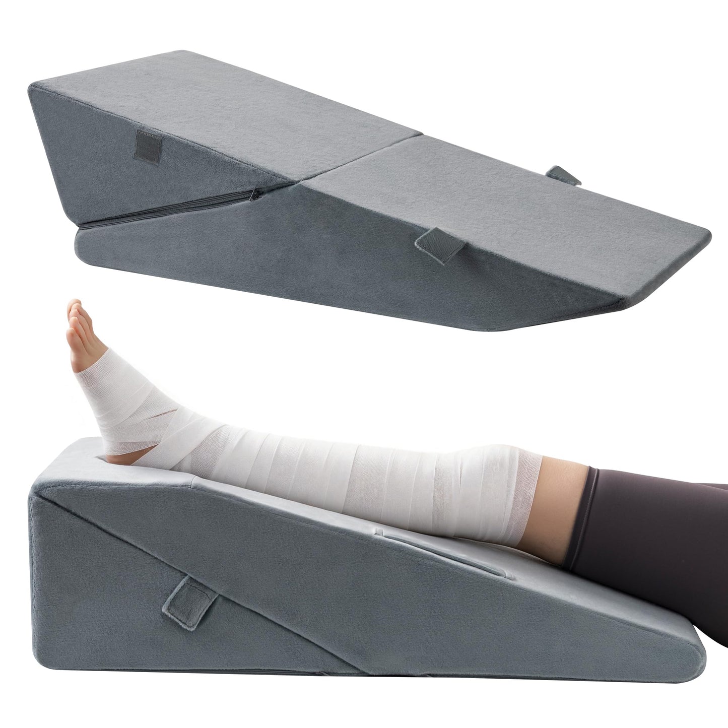 Ganondorf 2-in-1 Leg Elevation Pillow for Post Surgery – 8" & 10" Adjustable Premium Foam Leg Pillow, Knee Replacement, Hip & Back Pain Relief, Swelling Support with Handle Removable Washable Cover