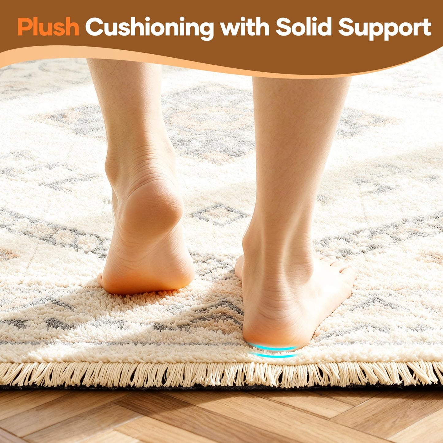Veken Non Slip Cushioned Rug Pad Gripper 3 x 5 Ft, Felt and Silicone Backing, 1/4 inch Thick Carpet Liner for Hardwood Floors and Finishes, Under Area Rugs Anti Skid Mat, Keep Rugs Safe and in Place