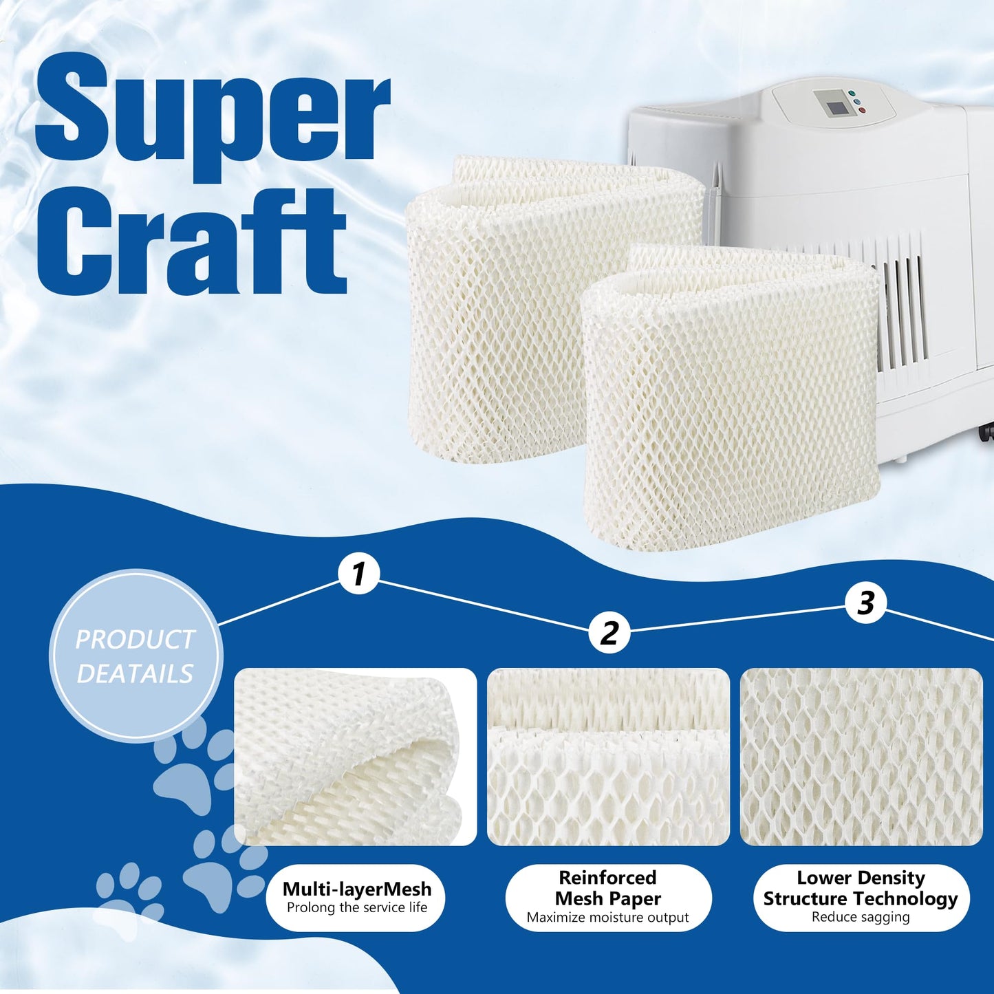 Funmit MAF1 Super Humidifier Wick Filter (4 Pack) Replacement for Air-Care MA1200, MA1201, MA0950 and Kenmore 14906, 14410, 14411, 15412, 29979, 29980, 29981, 29982 Humidifiers