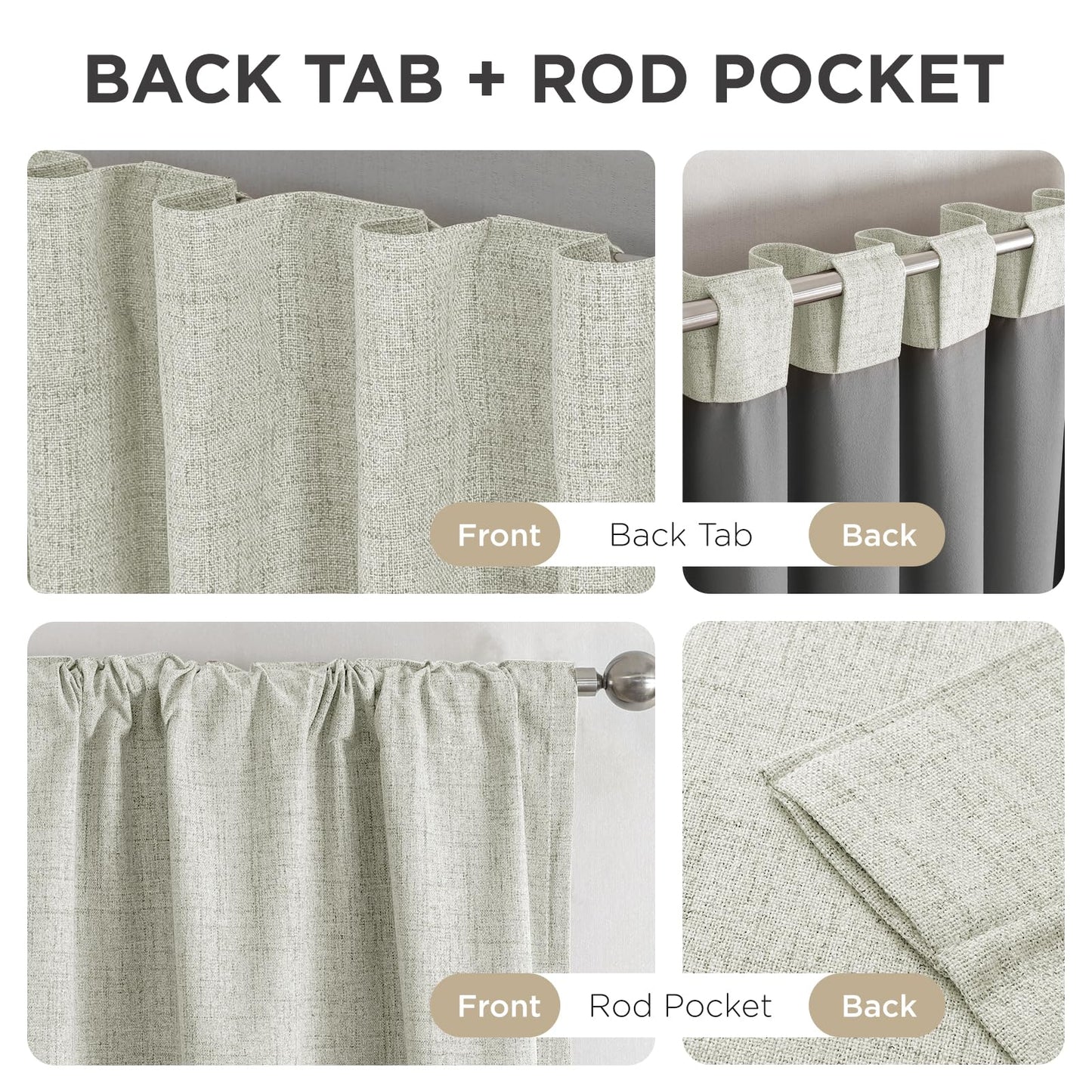 Joydeco Blackout Curtains for Bedroom - 100% Light Blocking 2 Panels Light Beige Drapes 66"W x 84"L, Thermal Insulated Room Darkening Curtains, Linen Textured for Living Room, Rod Pocket & Back Tabs
