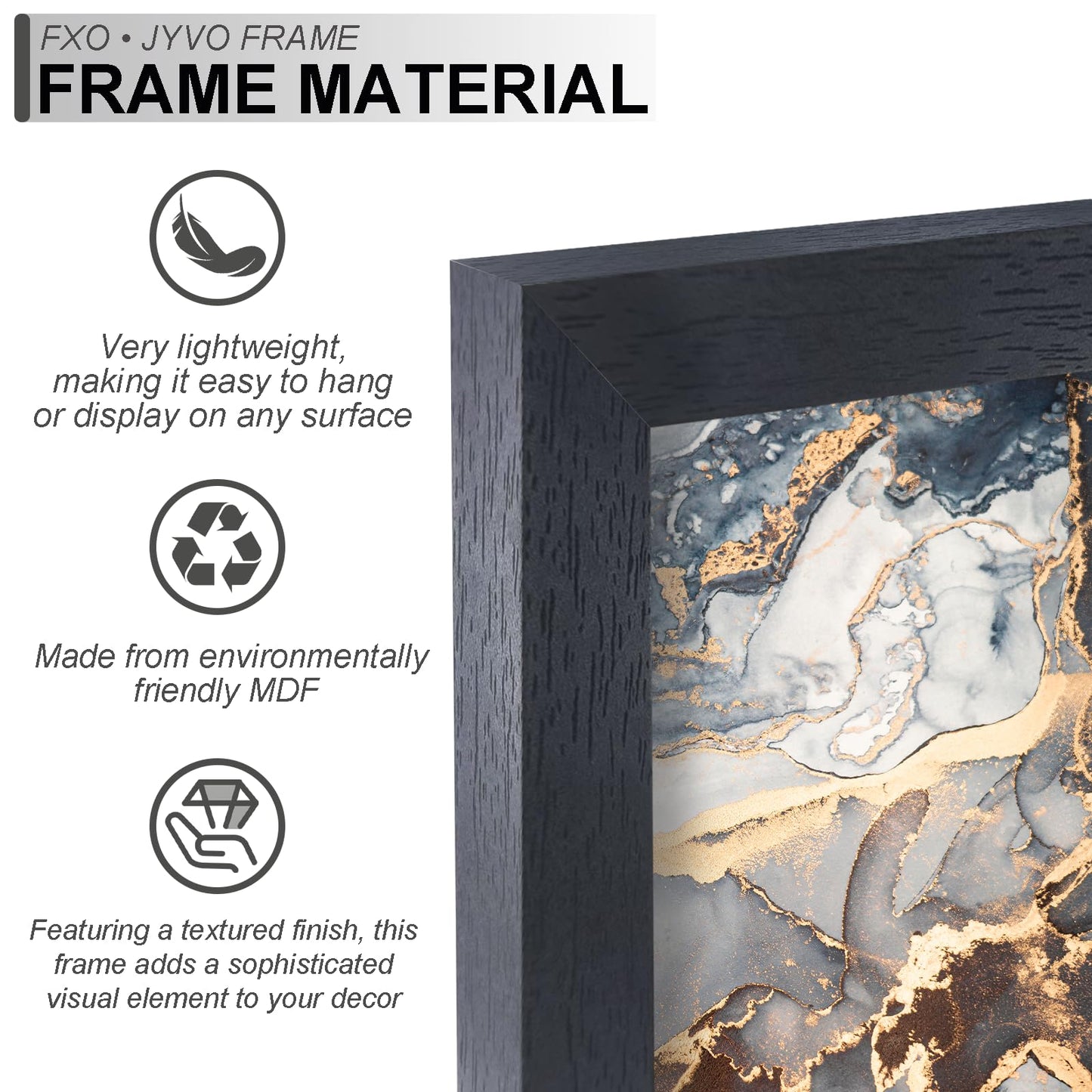 Fxojyvo Engineered Wood 30x40 Frame, Black Picture Frame for 30 x 40 Inch Poster Puzzle Photo, Light Weight 30 by 40 Poster Frame with Wood-grain for Wall - 1 Pack/Black/30 x40