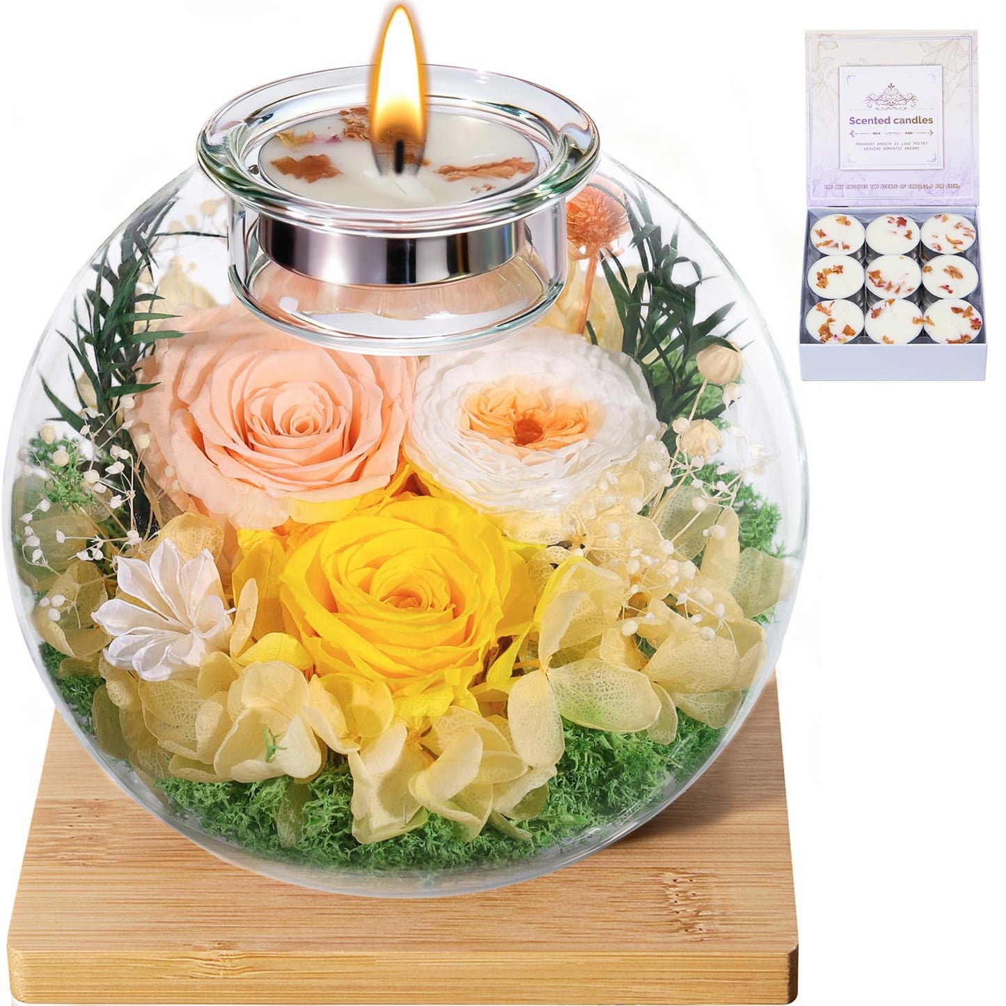 Mothers Day Rose Gifts for Mom Birthday Gift for Women Flowers for Delivery Preserved Flowers Forever Eternal Rose in Glass Dome Mother’s Day Flower Gifts for Wife Grandma Sister Daughter, Champagne