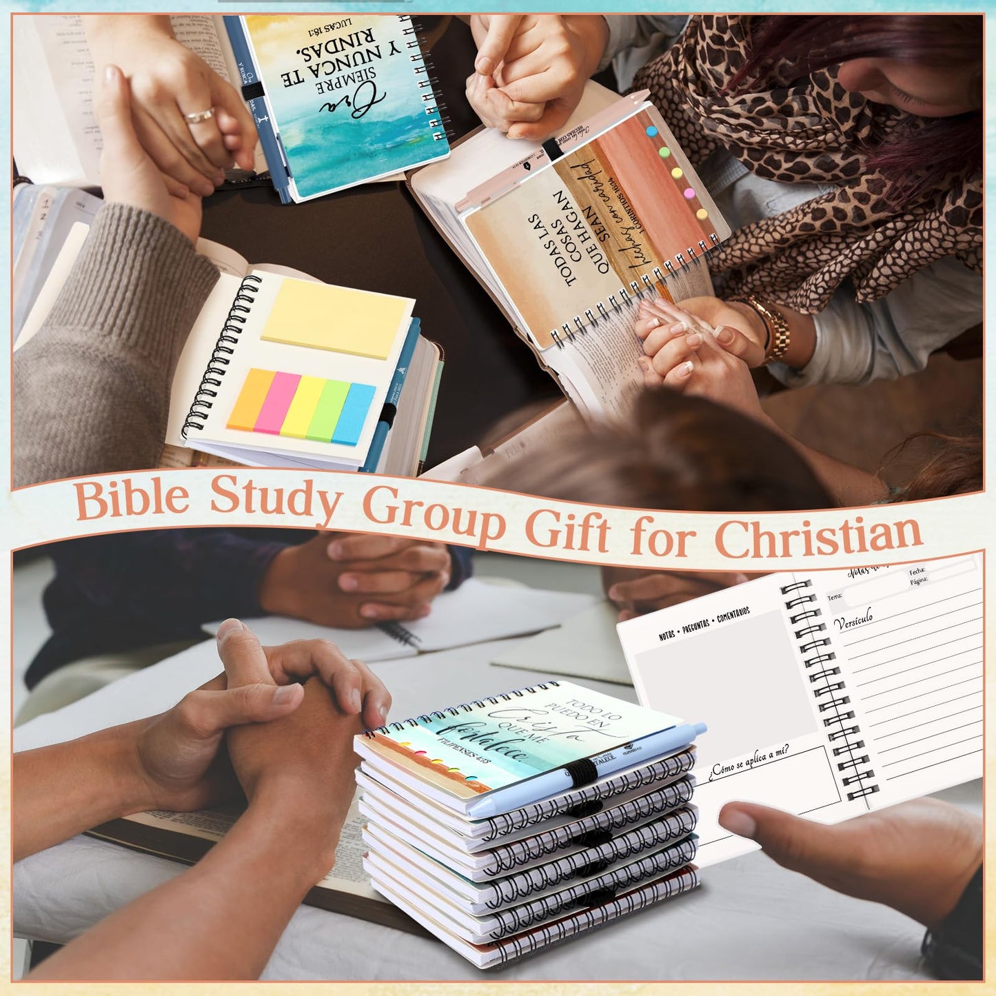 Kosiz 40 Pcs/20 Set Christian Women Gifts Prayer Journal for Woman Christian Notebook with Bible Ballpoint Pen Religious Gifts for Church Members Pastor Bible Study(Watercolor,Neutral)