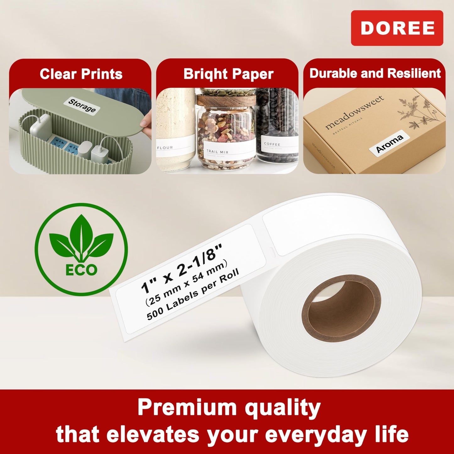 DOREE 6-Roll 1" x 2-1/8" Multi-Purpose Labels 30336 S0722520 with chip Compatible with Dymo LabelWriter 5XL,550,500,4XL, 450,450 Duo (Thermal Labels, White, 1" x 2-1/8", 6 Rolls Total 3000)