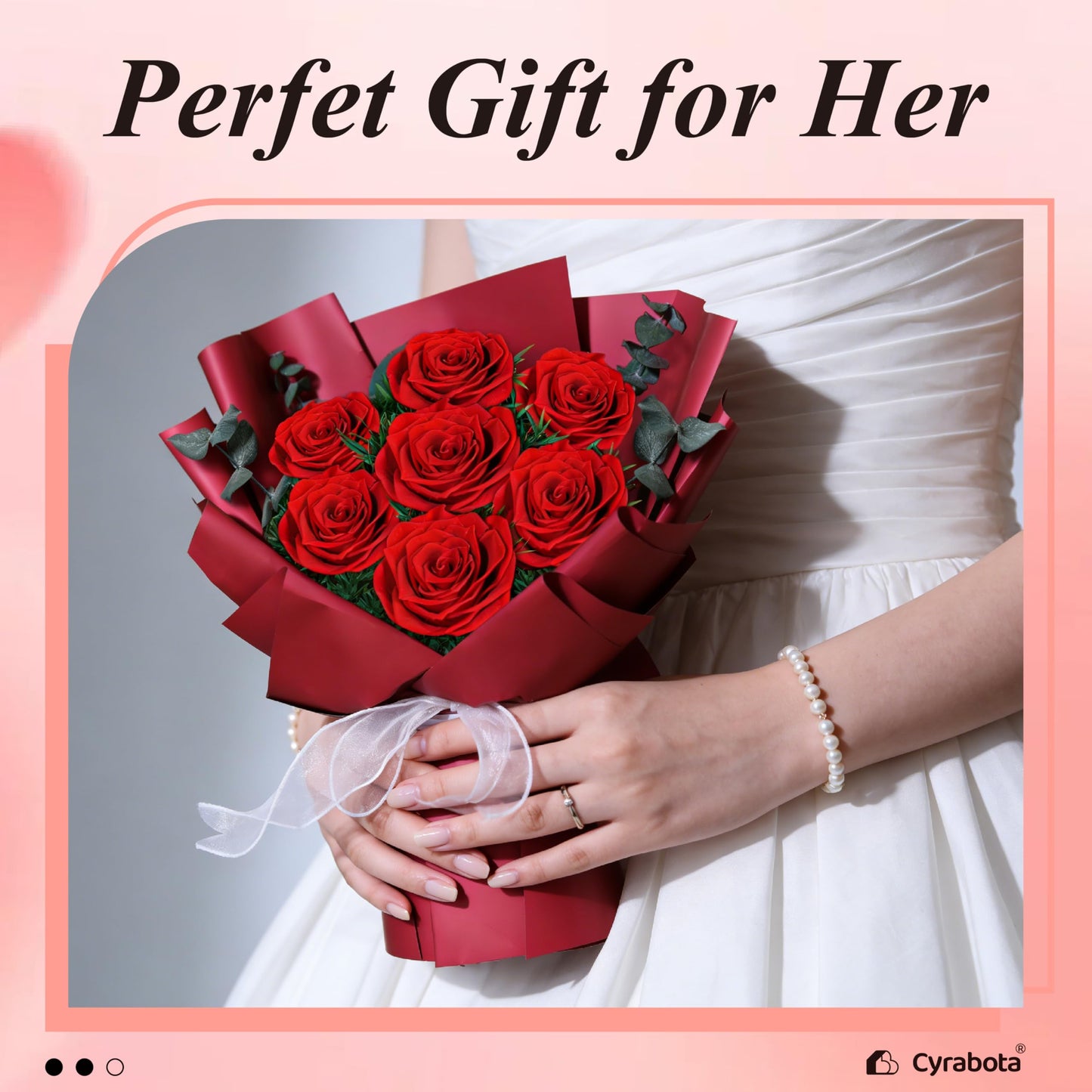 Preserved Red Rose Bouquet, 7 Pcs Real Forever Flowers Last 3+ Years, Gifts for Valentine's Day Mother's Day, for Wife Girlfriend Mom Her