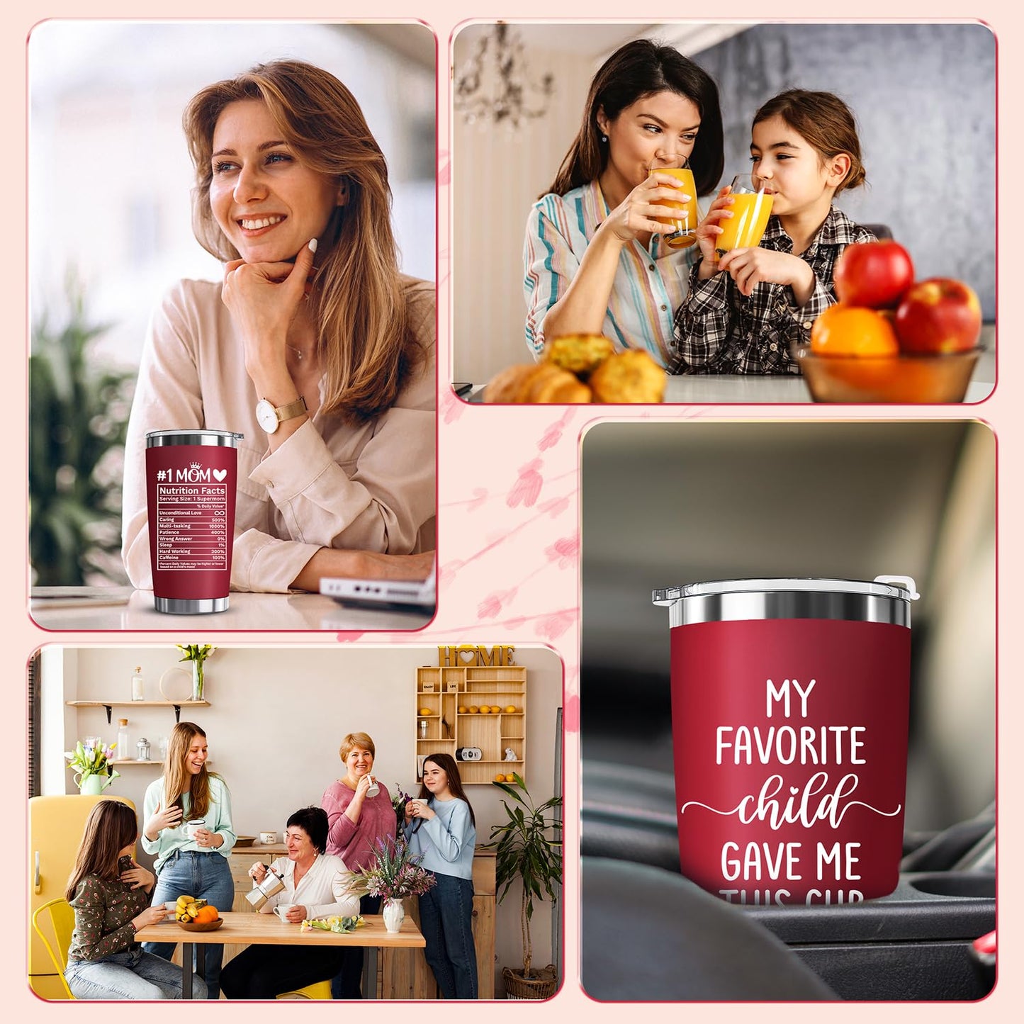 Mothers Day Gifts for Mom from Daughter, Son, Kids, Husband - Funny Mom Gift - Mama Coffee Cup My Favorite Child Gave Me This Cup - Valentine, Birthday Gift Idea - 20oz Stainless Steel Red Tumbler