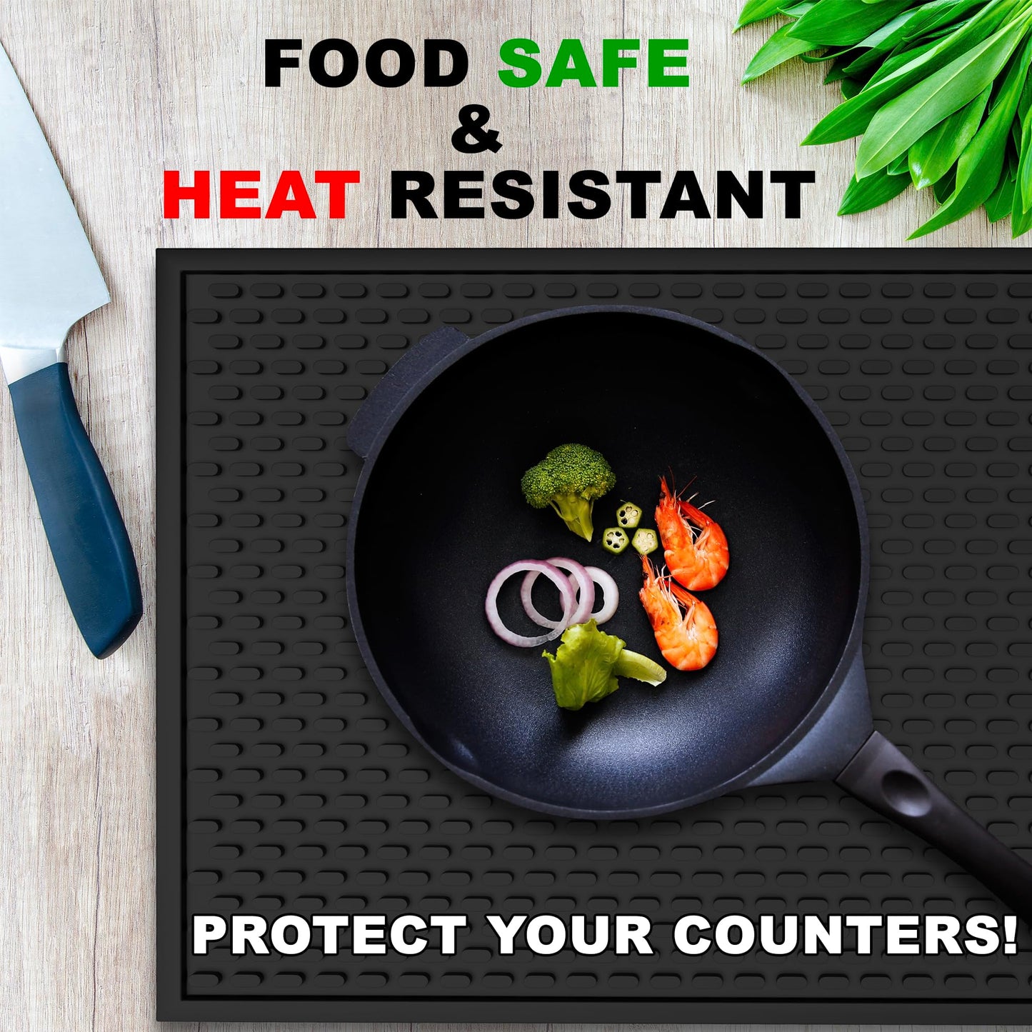 AXIESO Silicone Drip Mat - 1/2 Inch Thick, Heat-Resistant and Food Safe - Counter Top, Coffee Bar or Restaurant - Drying Mat for Glasses - 18x12 Inches