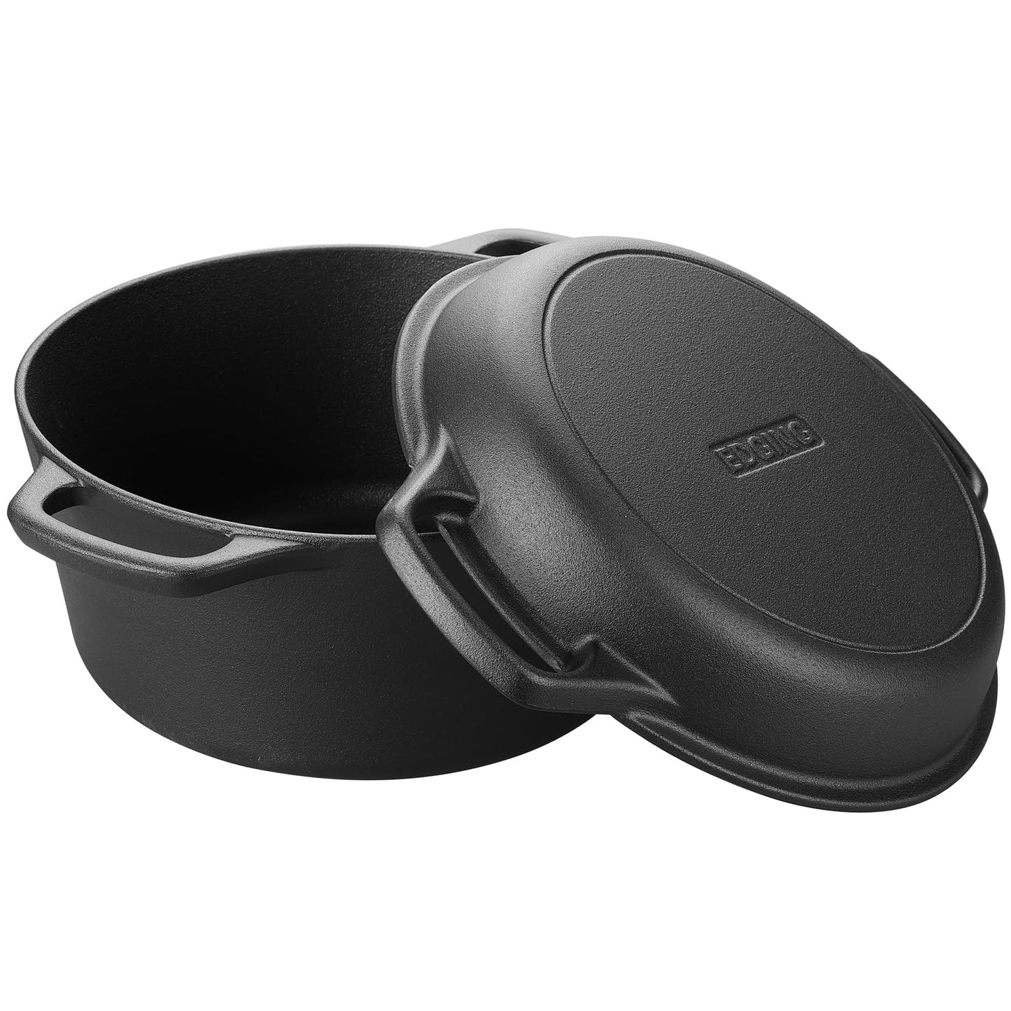EDGING CASTING Pre-Seasoned Cast Iron Dutch Oven Pot with Skillet Lid Cooking Pan, 2-in-1 Sourdough Bread Baking Pan with Proofing Basket and Baking Supplies, 5QT