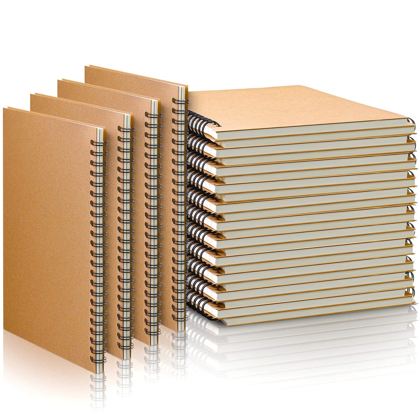 Epakh 22 Pack Spiral Notebooks A5 Bulk Back to School Hardcover Spiral Journal Notebook 5.5 x 8.3 Inch, First Day of School Journal Paper Notebook for Writing, 50 Sheets 100 Page (Unlined,Brown)