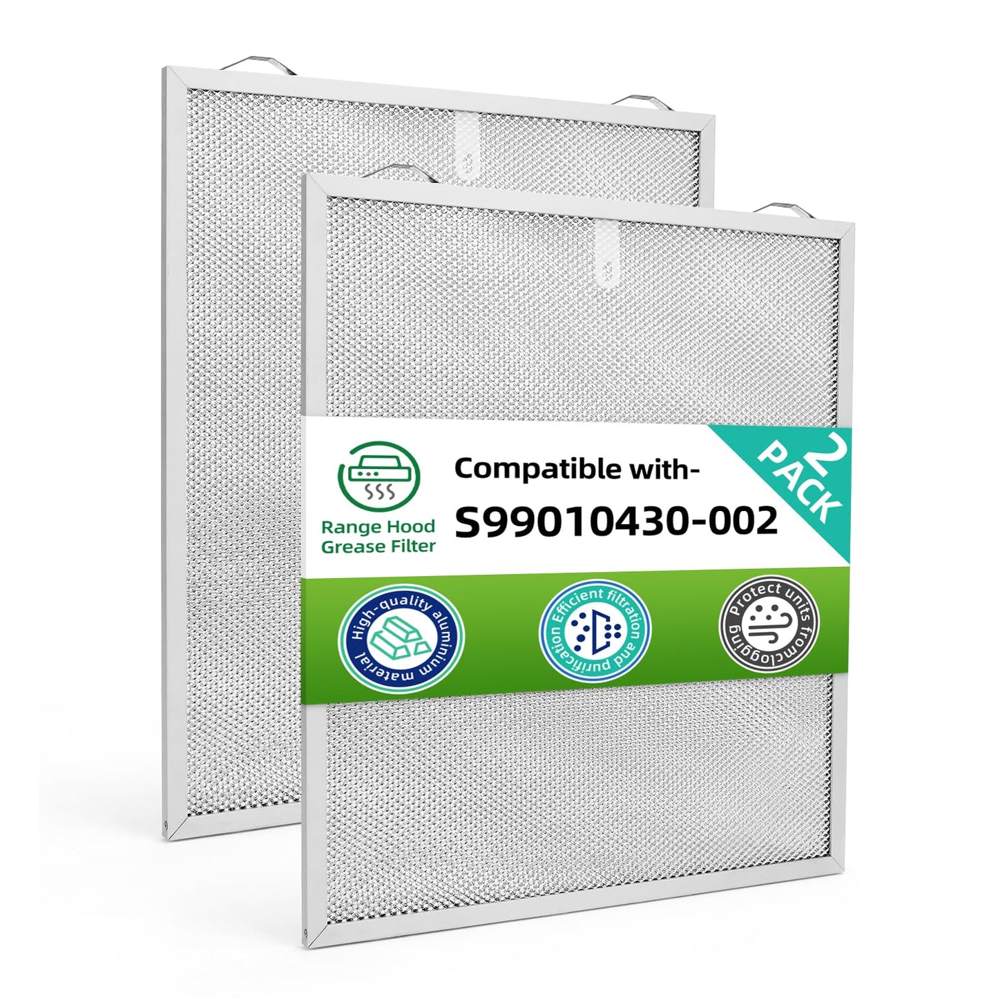 S99010430-002 Range Hood Filter Replacement 15-3/4" x 13-7/8" x 3/8" Compatible with Broan Nutone 4512880 HPF30 Kitchen Exhaust Fan Filter,5-Layer Aluminum Grease Filter,2 Pack