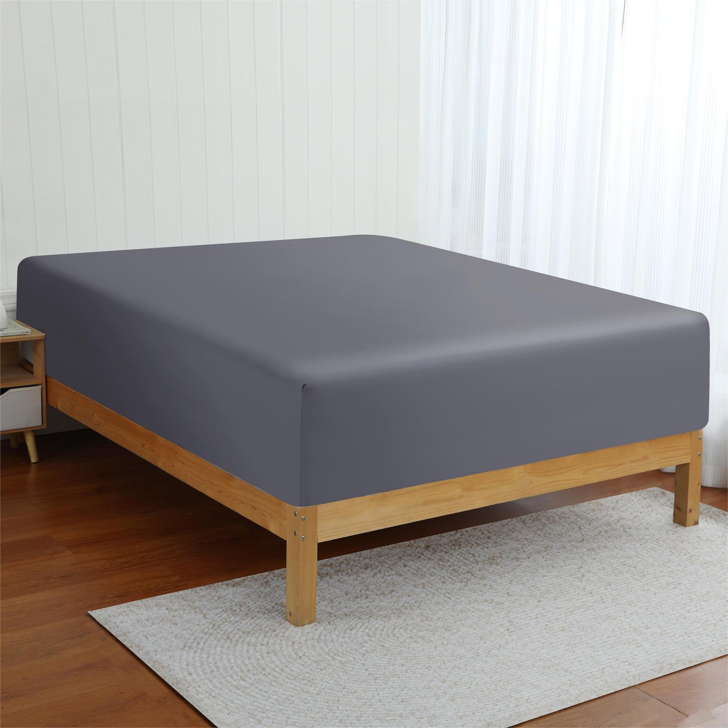 Bamboo Viscose Cooling Fitted Sheet King Size Only, 400 Thread Count, 16" Deep Pocket Cooling Bottom Sheets for Hot Sleeper, Silky Soft Breathable (King, Dark Grey