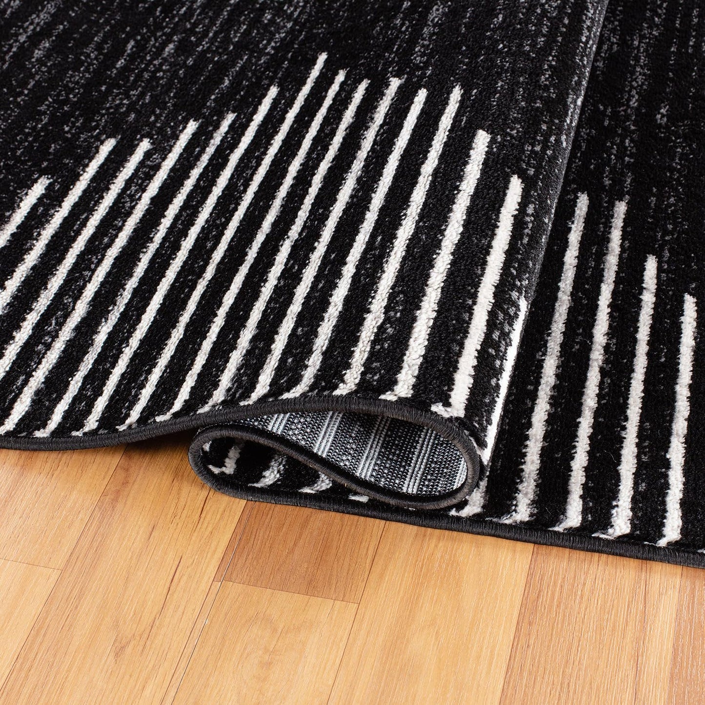 Rugshop Bohemian Stripe Stain Resistant High Traffic Living Room Kitchen Bedroom Dining Home Office Area Rug 2' x 3' Black