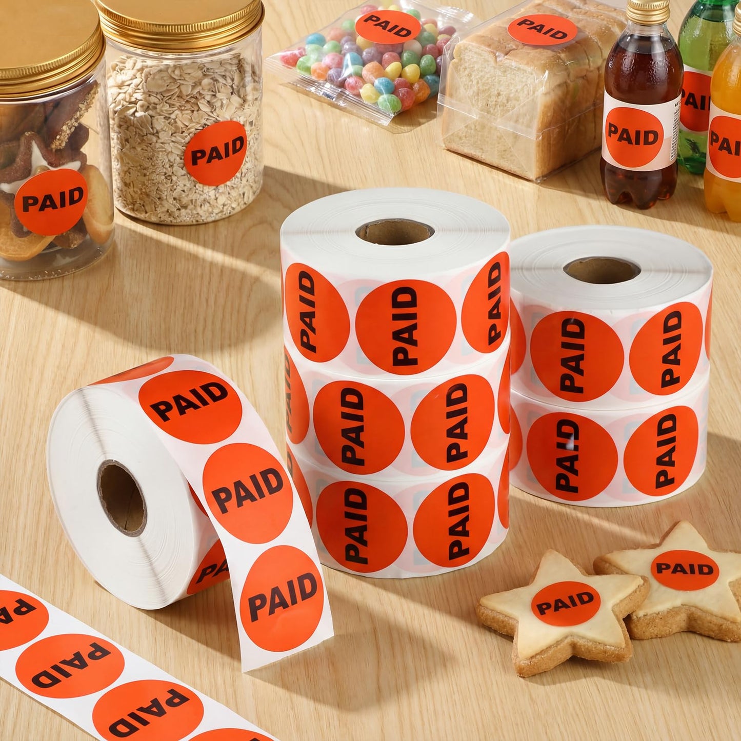 Watersay 6000 Pcs Paid Stickers 1.5 Inch Round Retail Sale Easy to Apply Adhesive Labels Circle Paid Stickers for Supermarket Sale Store Supplies Small Business Shop Supermarkets, 6 Rolls
