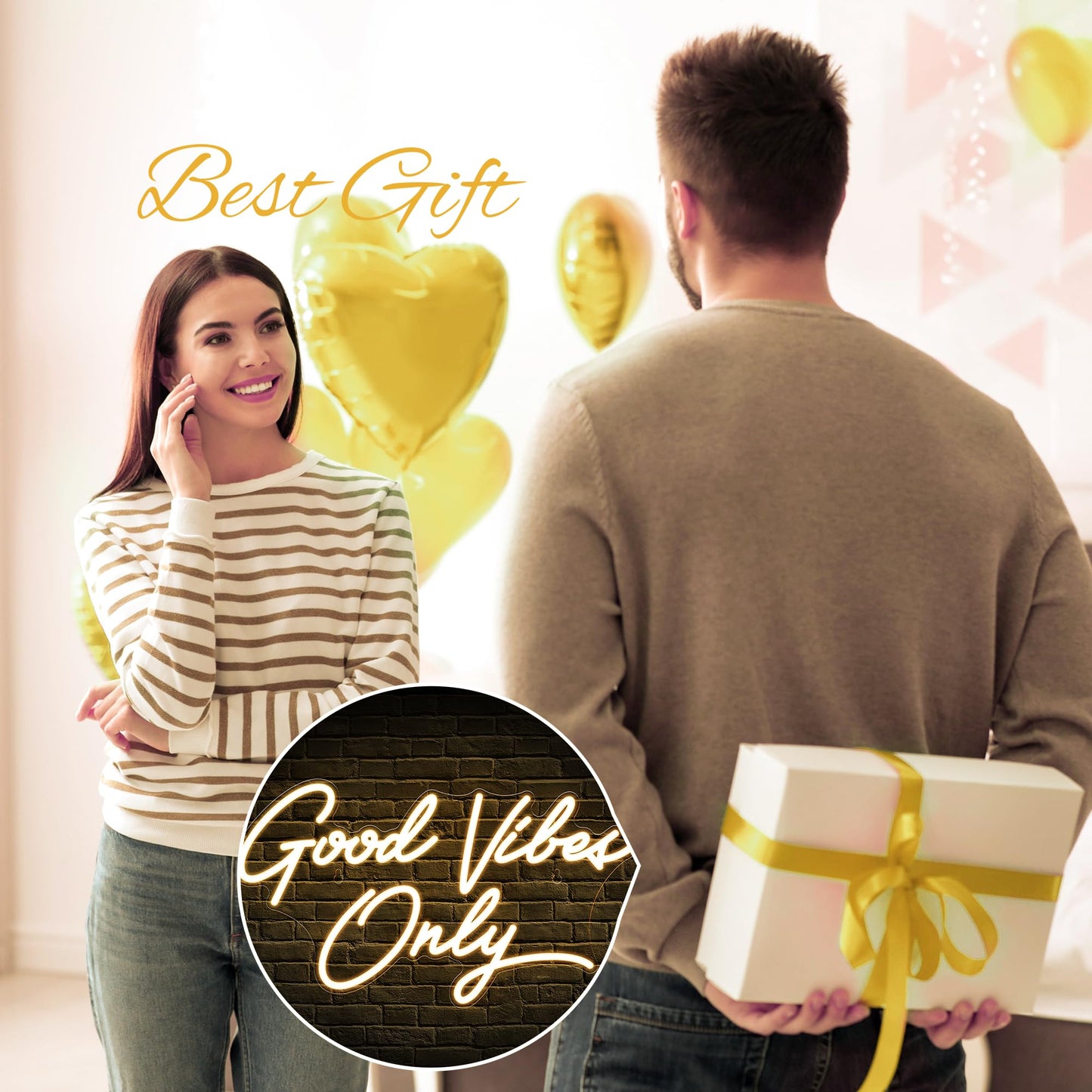 Kavaas Good Vibes Only Neon Signs for Wall Decor 17.7" x 9.9" | Warm White Good Vibes Only LED Sign for Bedroom, Party, Bar, Salon - Best Gifts for Birthday, Christmas