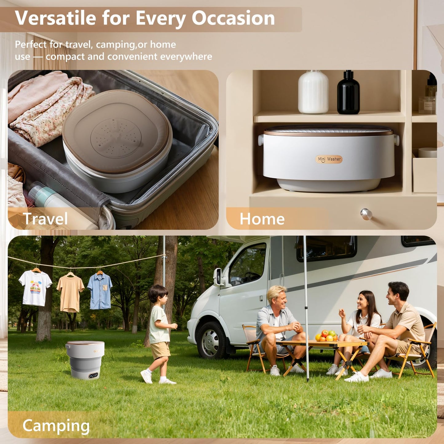 Portable Washing Machine 16L — 2026 Upgrade Foldable Portable Laundry Machine and Spinner, Underwear, Socks; Portable Washer Ideal for Travel, Dorms, Camping