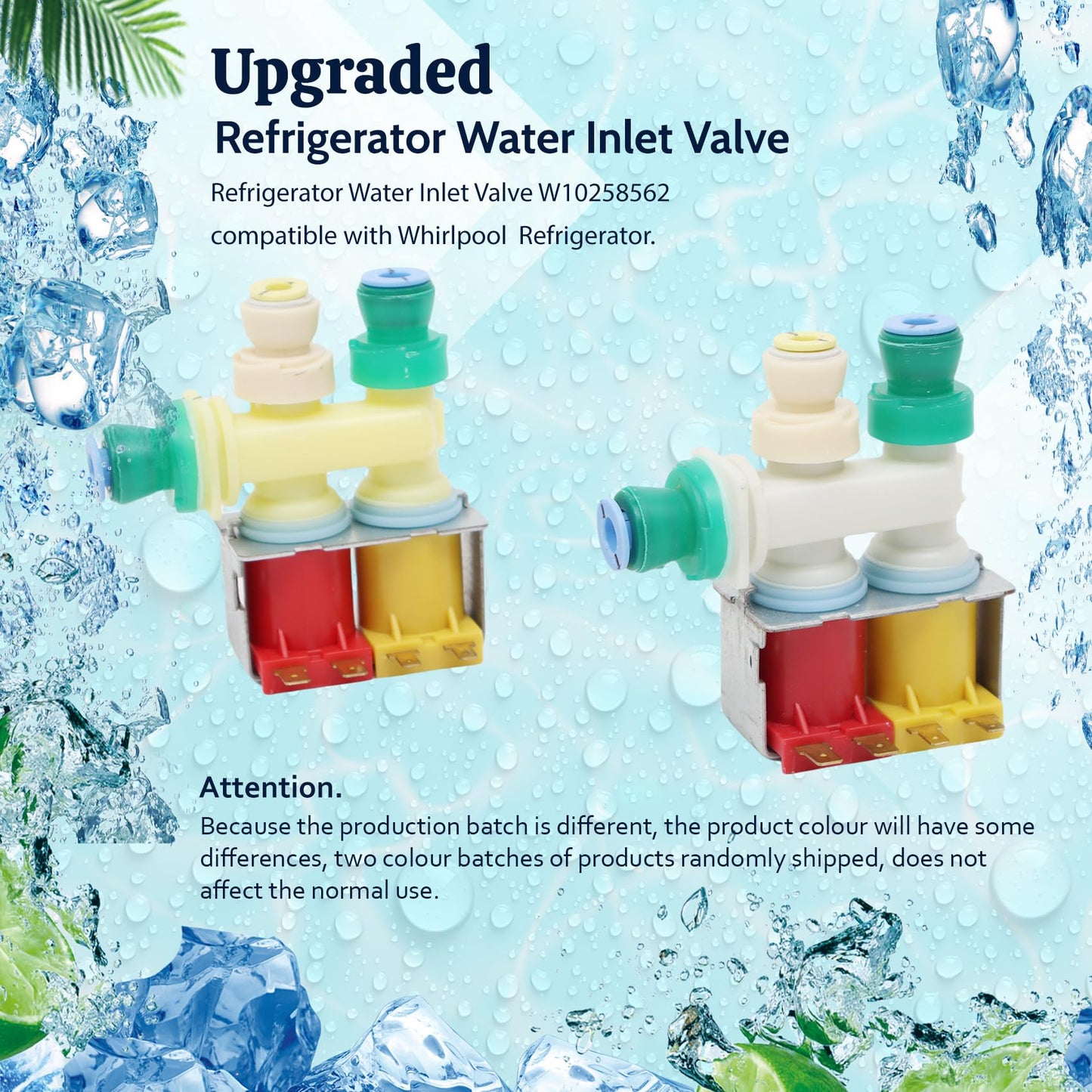 W10258562 Refrigerator Water Inlet Valve For Whirlpool Refrigerator Water Inlet Valve Refrigerator Ice Making Water Inlet Valve Parts Replacement, Replaceable Model WPW10258562 AP6018030 PS11751331