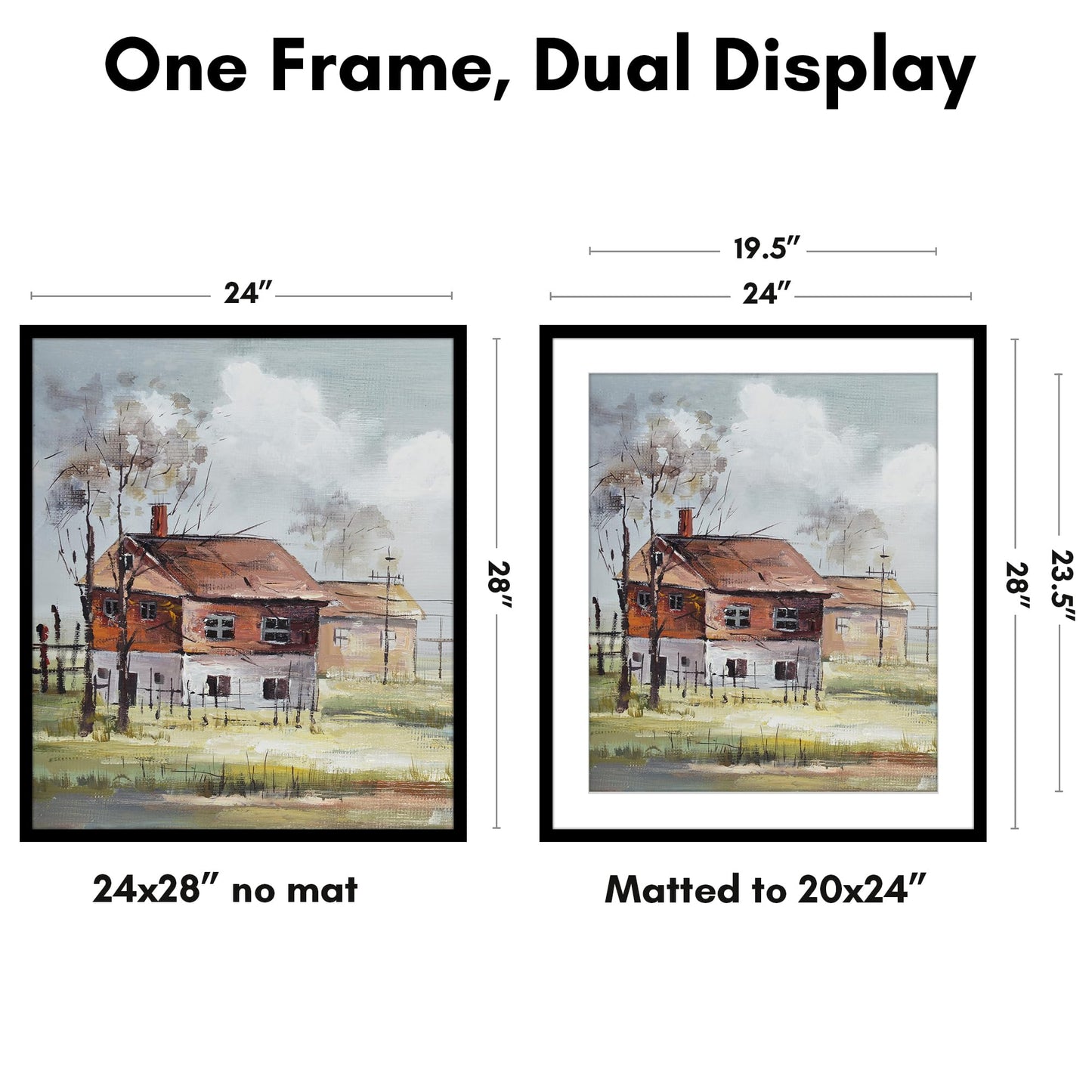 Americanflat 24x28 Picture Frame with Polished Plexiglass - Use as 20x24 Frame with Mat or Display 24x28 Photo Without Mat - Streamline Collection - Thin Border Picture Frames for Wall - Black