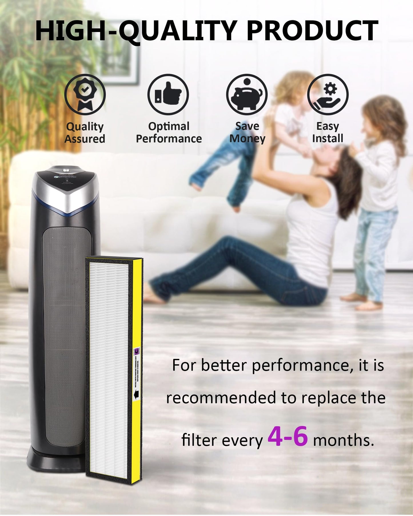 3 Pack FLT5000 True Hepa Replacement Filter C for G-Guardian Purifiers: AC5000, AC5000E, AC5250PT, AC5350B, AC5350BCA, AC5350W, AC5300B, CDAP5500B, AP2800CA, 3 True HEPA Filter and 6 Carbon Pre-Filter