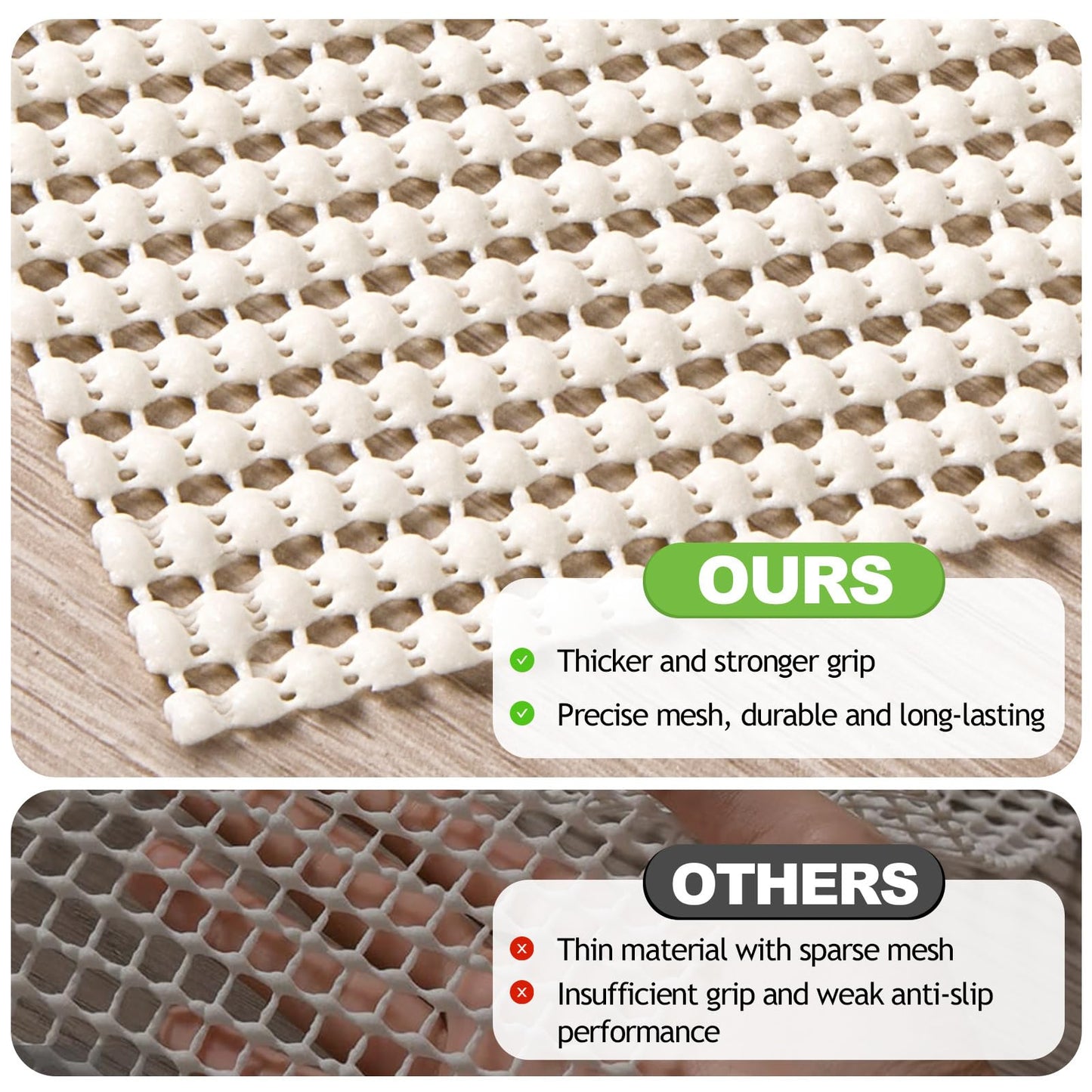 Songrey Non-Slip Rug Pad 9x12 FT, Extra Thick Carpet Pads for Hard Surfaces, Prevents Sliding and Secures Rugs, Provides Floor Protection with Comfort Cushioning