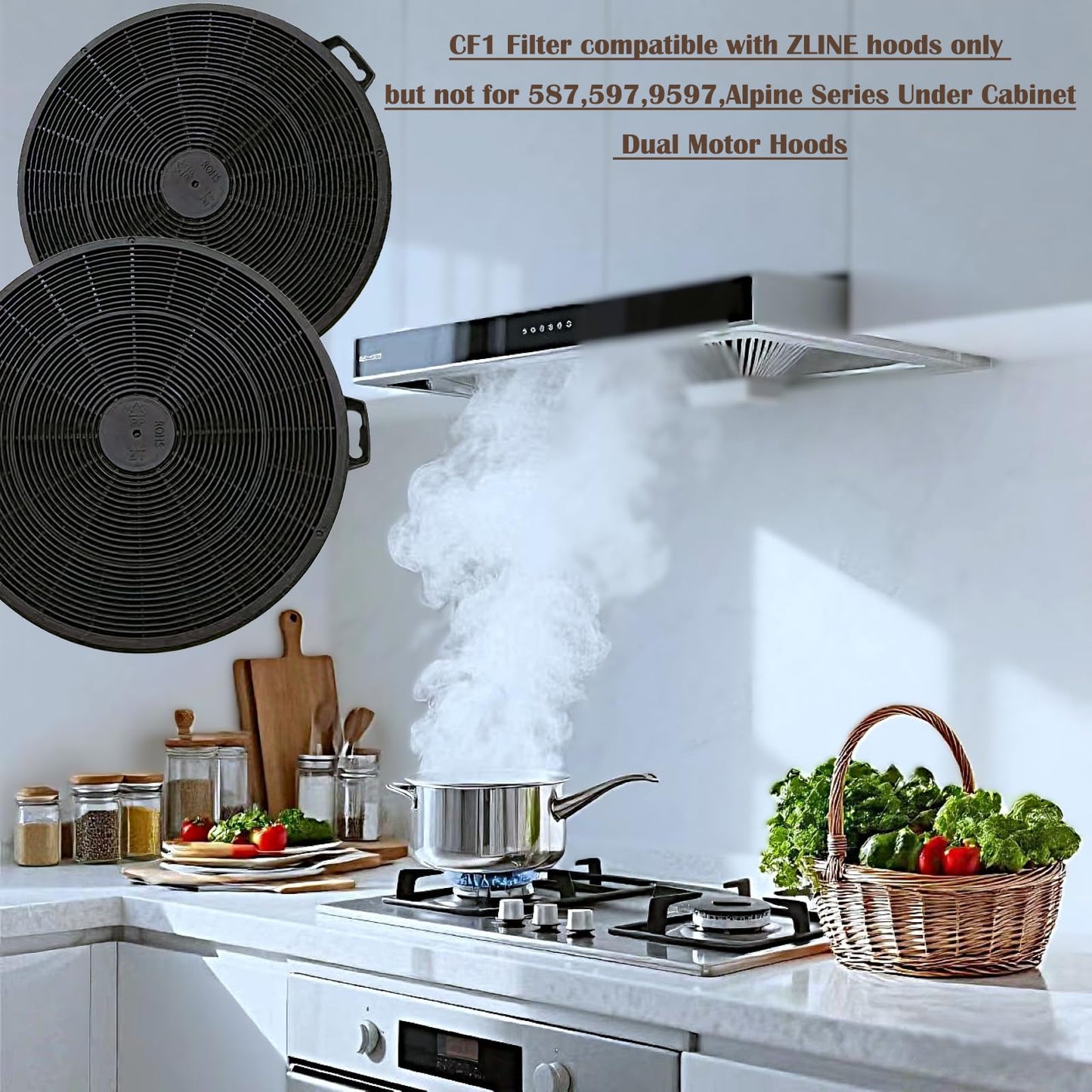 4 Pack CF1 Range Hood Carbon Filters Compatible for Zline KB-36 KB-30 KE-30 IE77 Models-Also Fits Other ZlineModels,Excludes 587 597 9597,See Description
