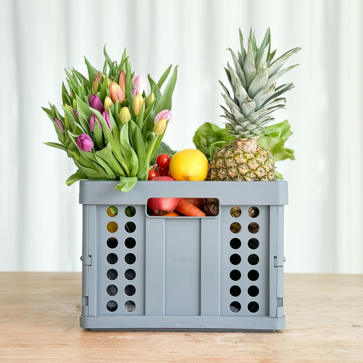 Clax® crate | folding box | basket | 48 qt (12 gal) | grey