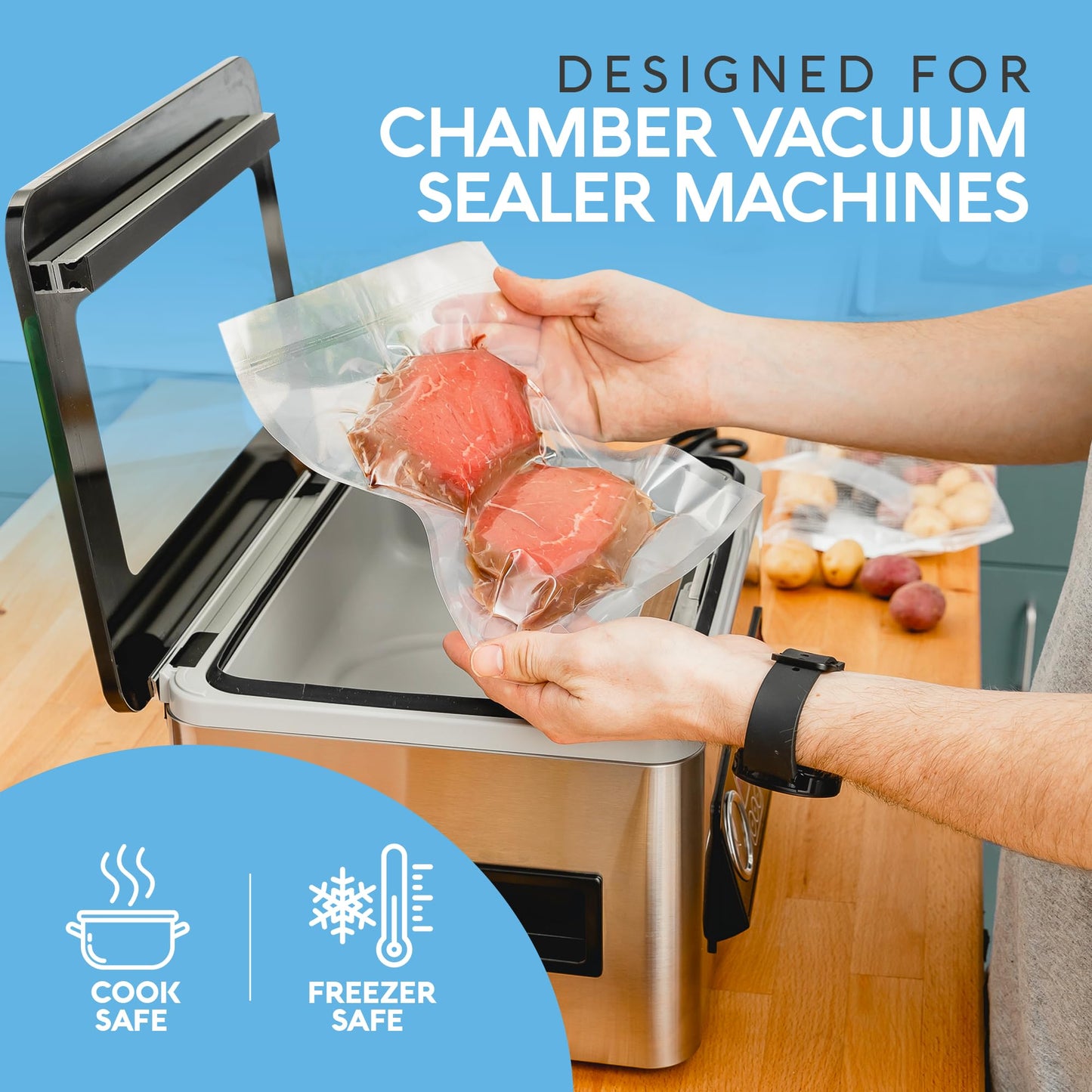 Avid Armor Chamber Vacuum Sealer Bags – Heavy Duty, BPA-Free, Pre-Cut Chamber Vacuum Bags for Food Preservation, Freezer Storage, Sous Vide and more, 250/Pack (10x13) – Multi-Use Vacuum Bags