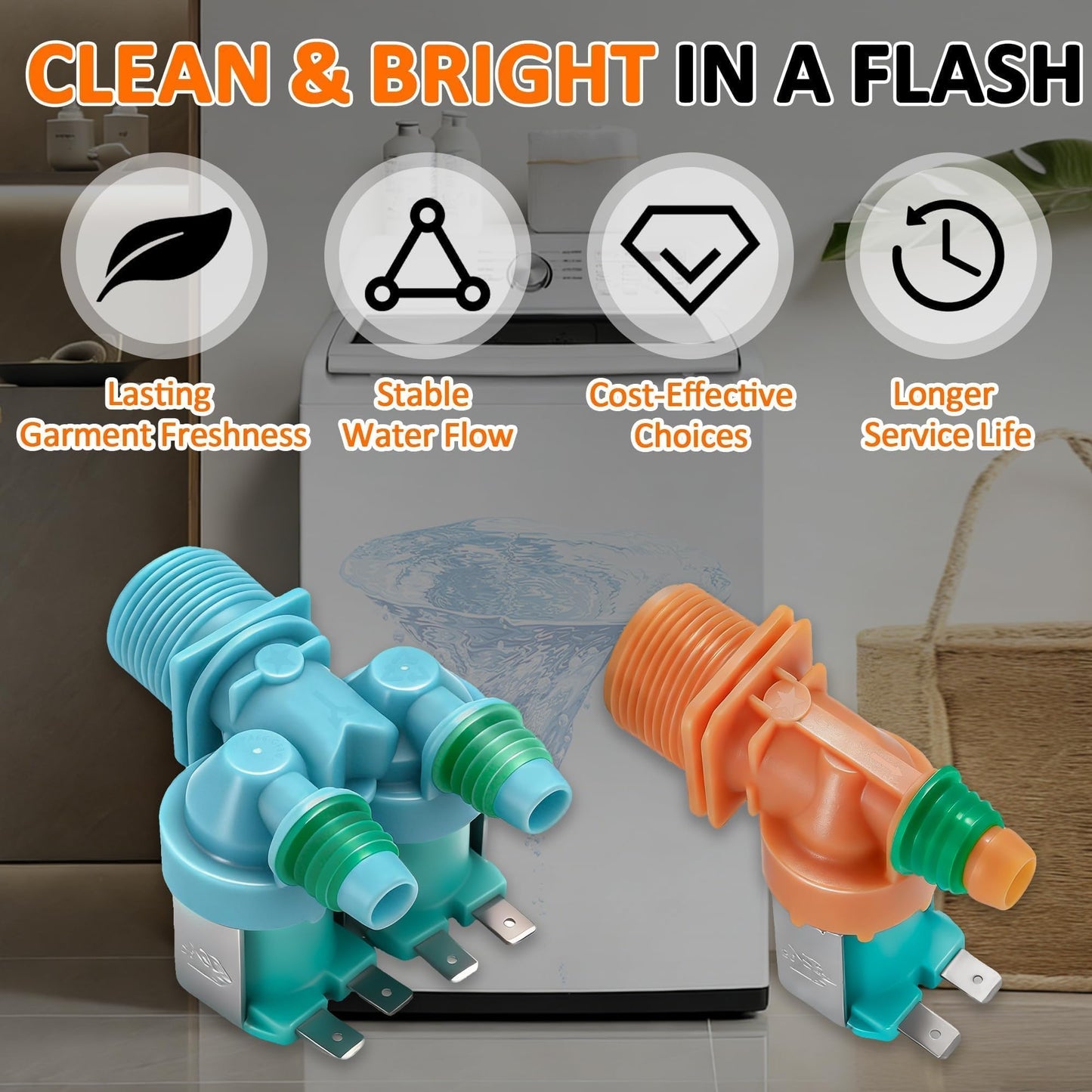 DC62-00311F&DC62-30314V Washer Water Inlet Valve set compatible with Sam-sung Washer WA40J3000AW WA45N3050AW WA40J3000AW/AA WA45T3200AW WA45N3050AW/A4 WA40J3000AW/A2 WA40J3000AW/A2-01 WA41A3000AW/A4