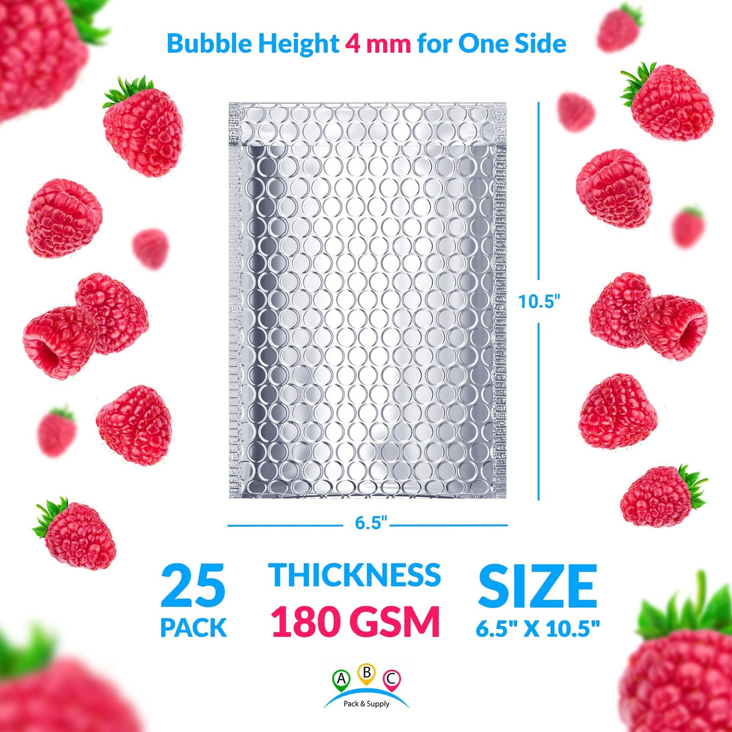 ABC PACK & SUPPLY Thermal Bubble Mailer, 6.5 x 10.5 Inch Metallic Foil Insulated Envelopes, 25 Pack Self Seal Waterproof Shipping Mailers for Cold Shipping Food, Cosmetics & Perishables