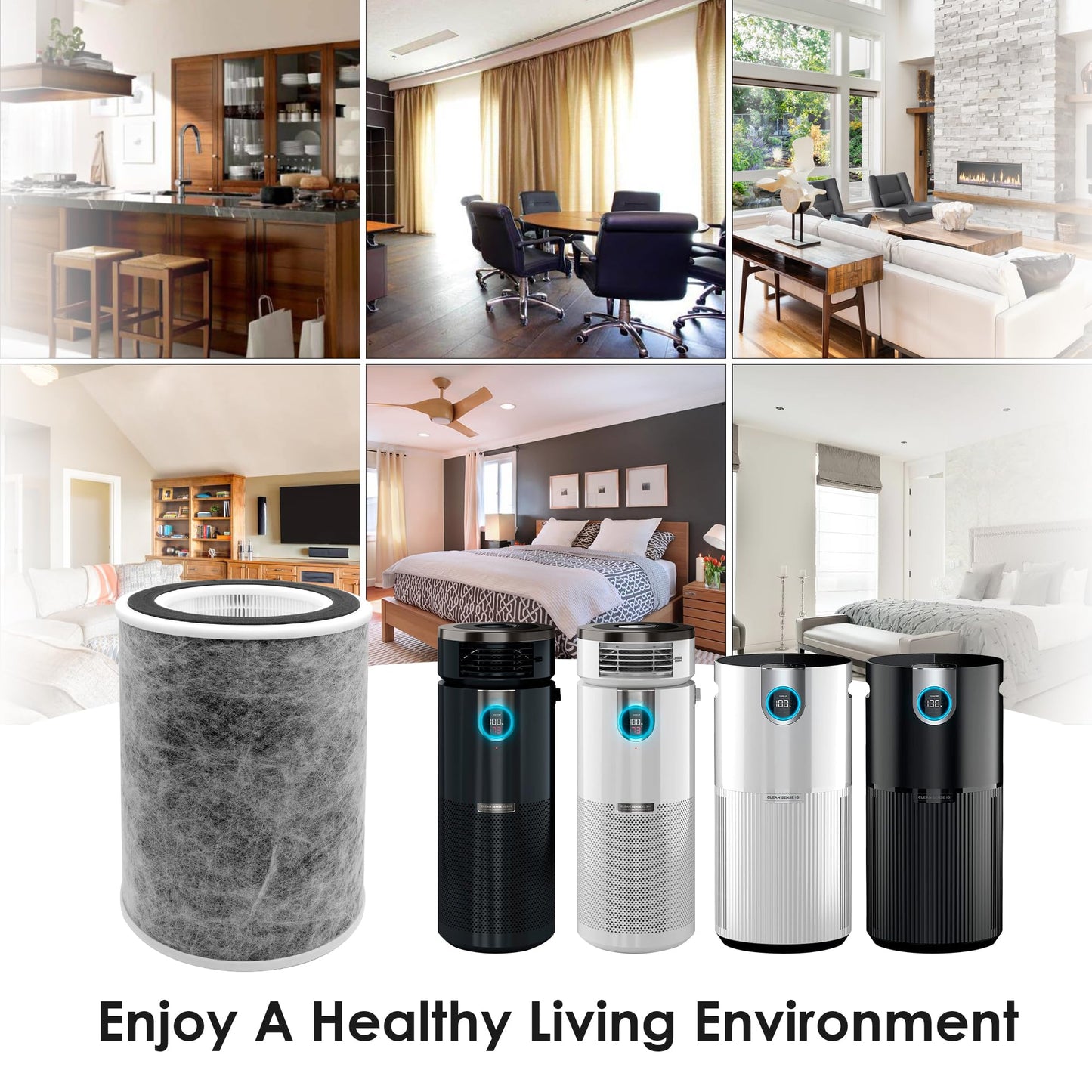 Flintar HP202 Replacement Filter, Compatible with Shark Air Purifier Max Model HP201, HP202, UA205, AP1000, HC501, HC502, Compares to Part # HE2FKBAS and HE2FKBASMB, 1-Pack