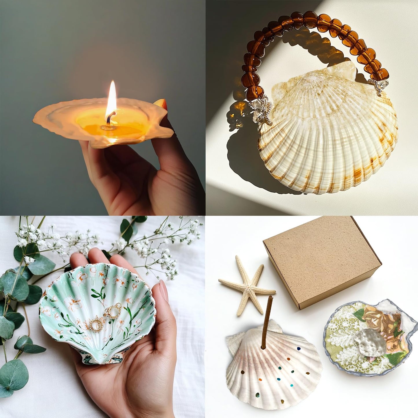 stonechic 50PCS Scallop Shells for Crafts Large 4''-5'' White Beach Natural Shells Bulk for Decoupage DIY Crafts Seashell Decorations Home Decor